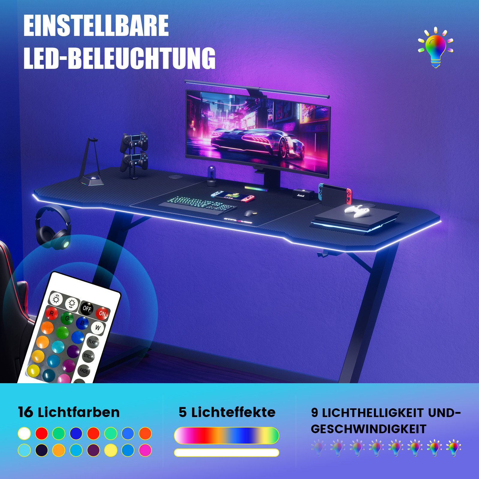 GTPLAYER Gamingtisch 120×60 Gaming Tisch mit günstig online kaufen