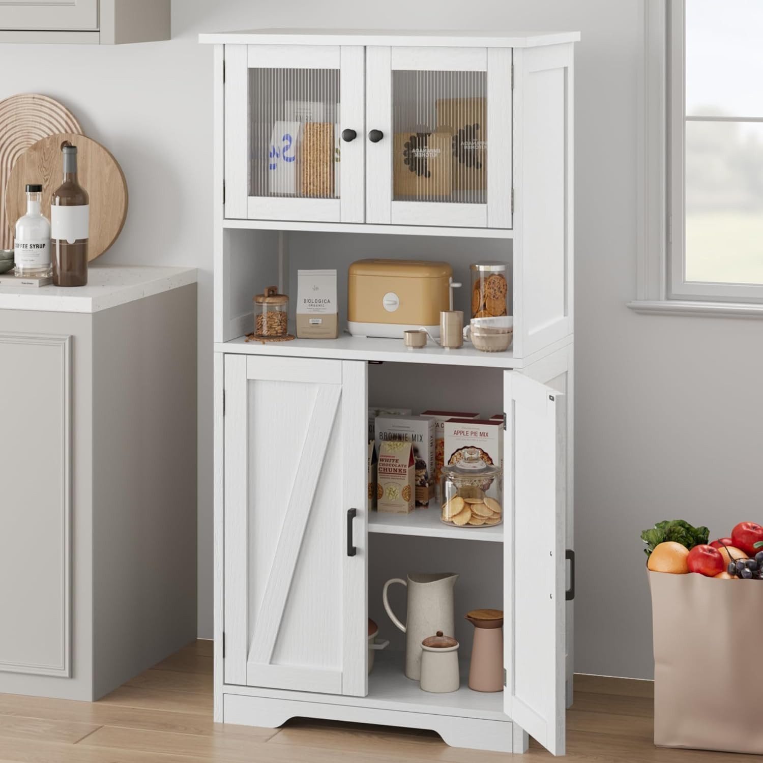 GarveeMore Hochschrank 128cm Badezimmerschrank mit 4 günstig online kaufen