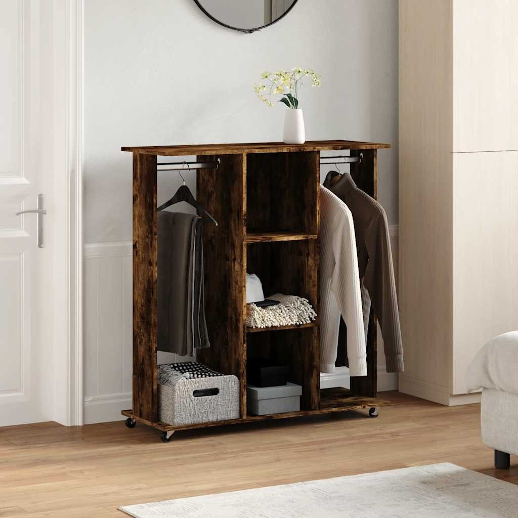 vidaXL Stoffschrank Kleiderständer mit Rollen Räuchereiche günstig online kaufen