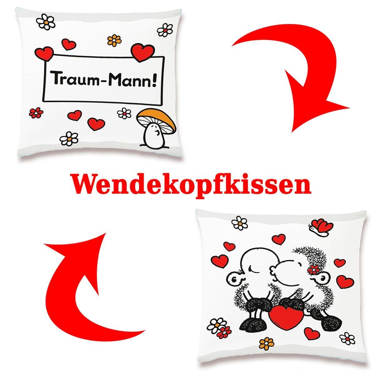 JACK Bettwäsche JACK Renforcé Bettwäsche sheepworld Traum Mann Mit Dir 135x200cm 2 tlg, Renforcé, 2 teilig, Wendebettwäsche mit witzigem Schaf und Herzen, Reißverschluss