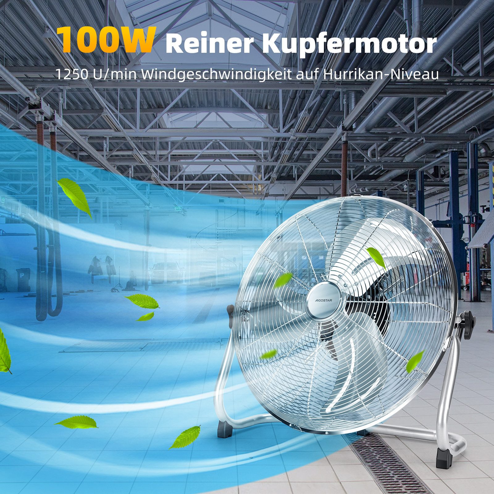 Aigostar Bodenventilator 55cm Windmaschine, Standventilator, Retro günstig online kaufen