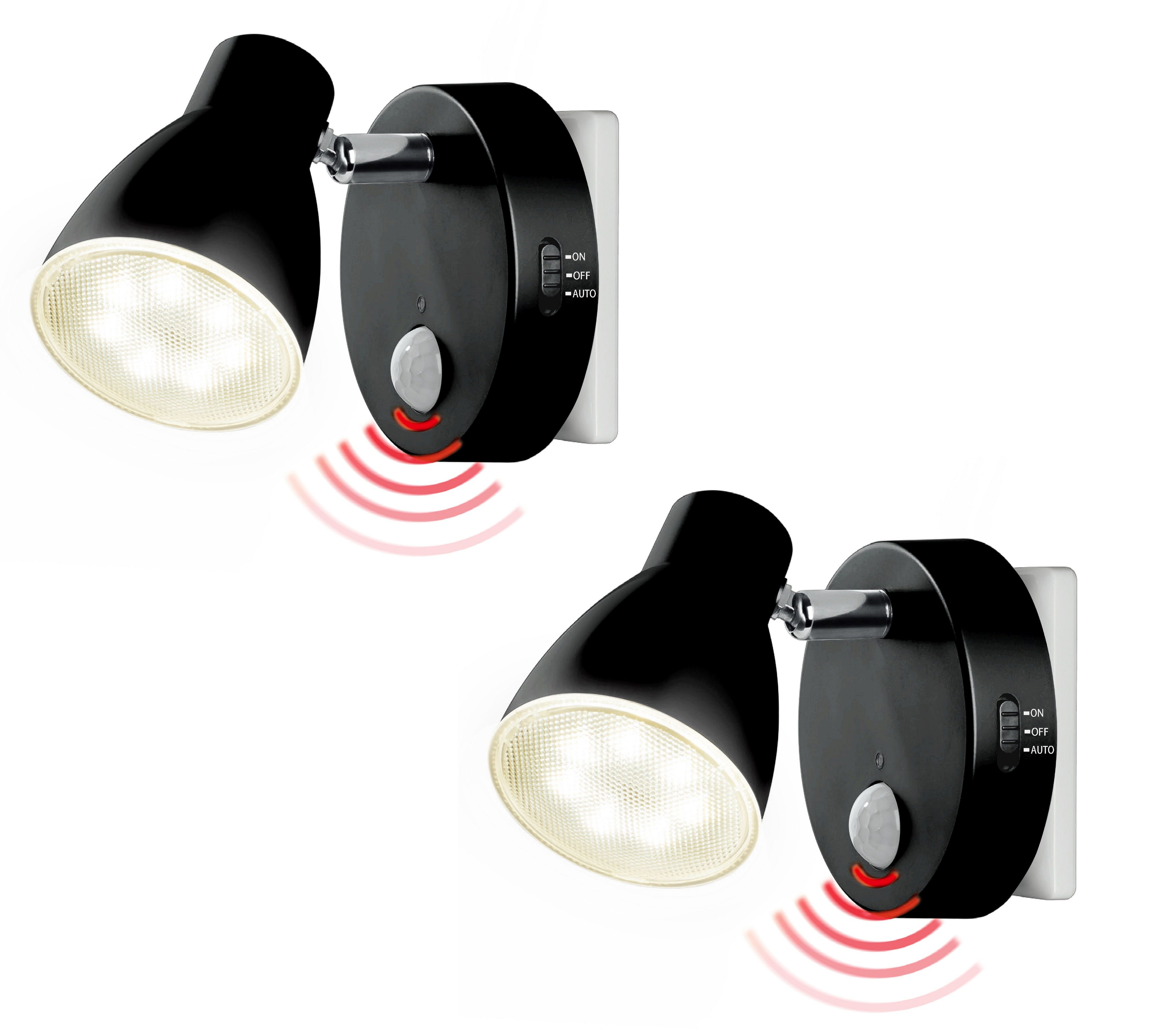 TRANGO LED Nachtlicht, 2er Set 2635-025 LED Sensor Nachtlicht *MILO* mit  Bewegungssensor & Automatikfunktion in Schwarz Sicherheitslicht 230V  Steckdosenlampe, Wandlampe, Orientierungslicht, Nachtlampe, Steckdosenlicht | Leuchtmittel