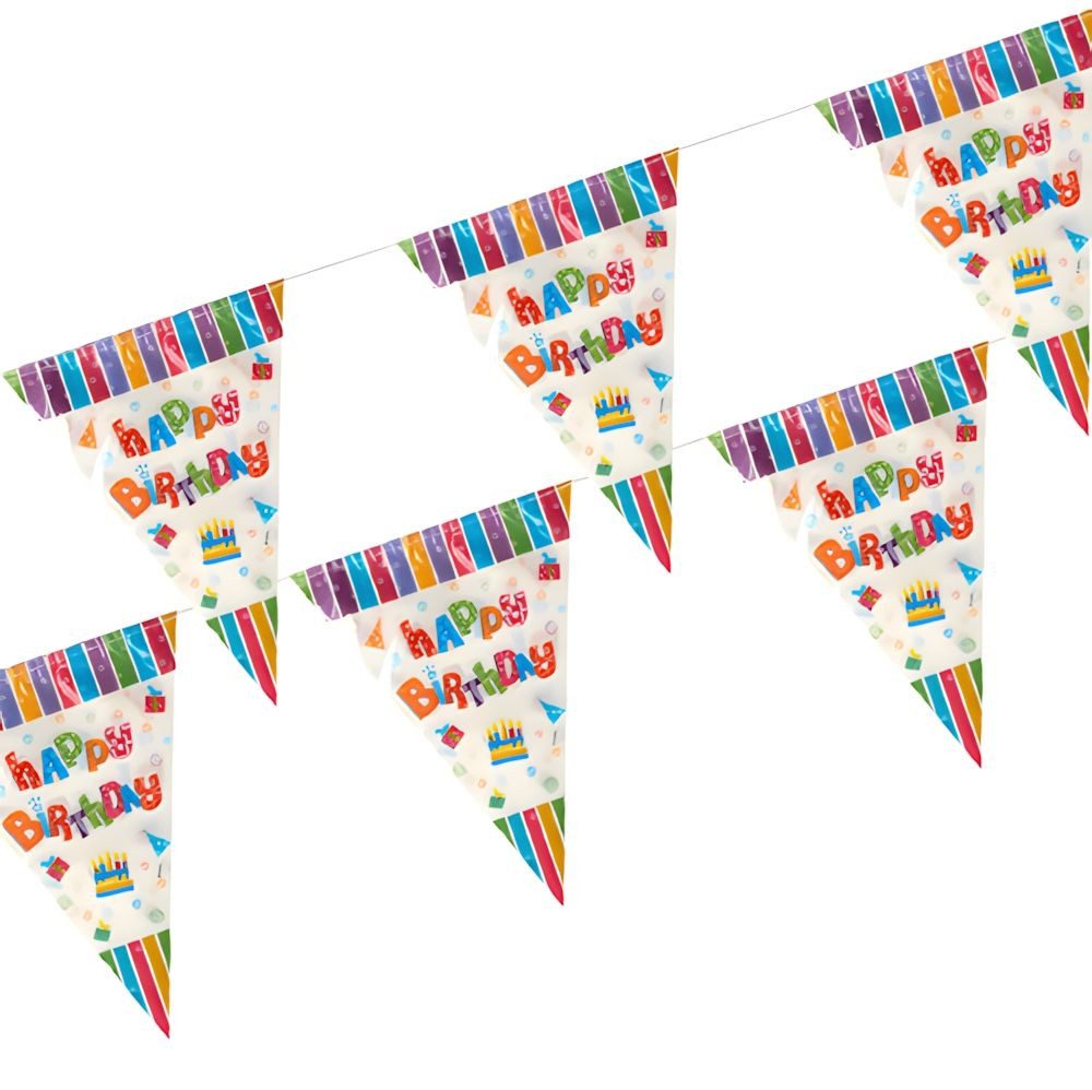 PAPSTAR Girlande Wimpelkette, Folie 4 m Happy Birthday wetterfest 10 Stk