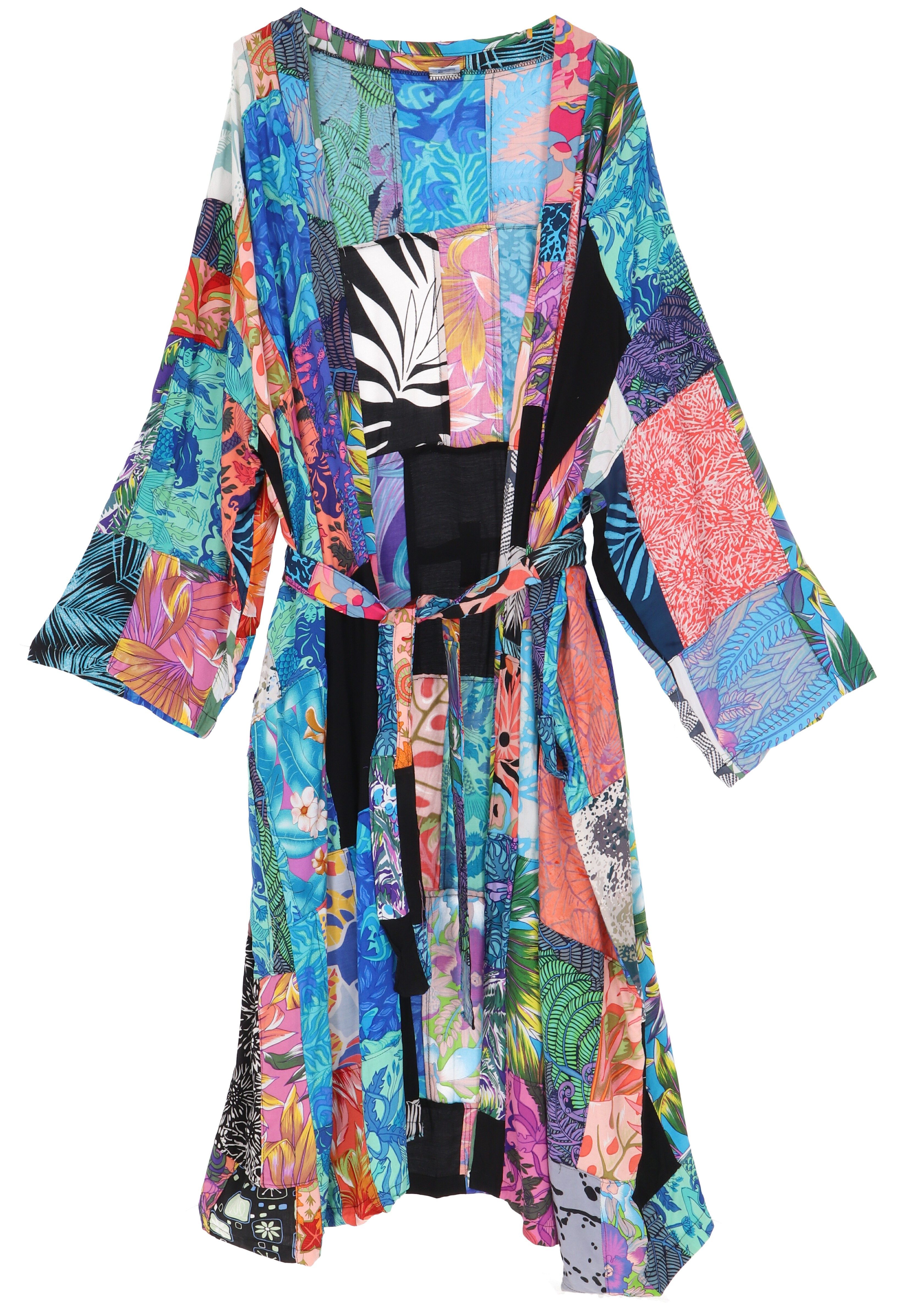Guru-Shop Kimono Individueller Patchwork Sommer Kimono günstig online kaufen