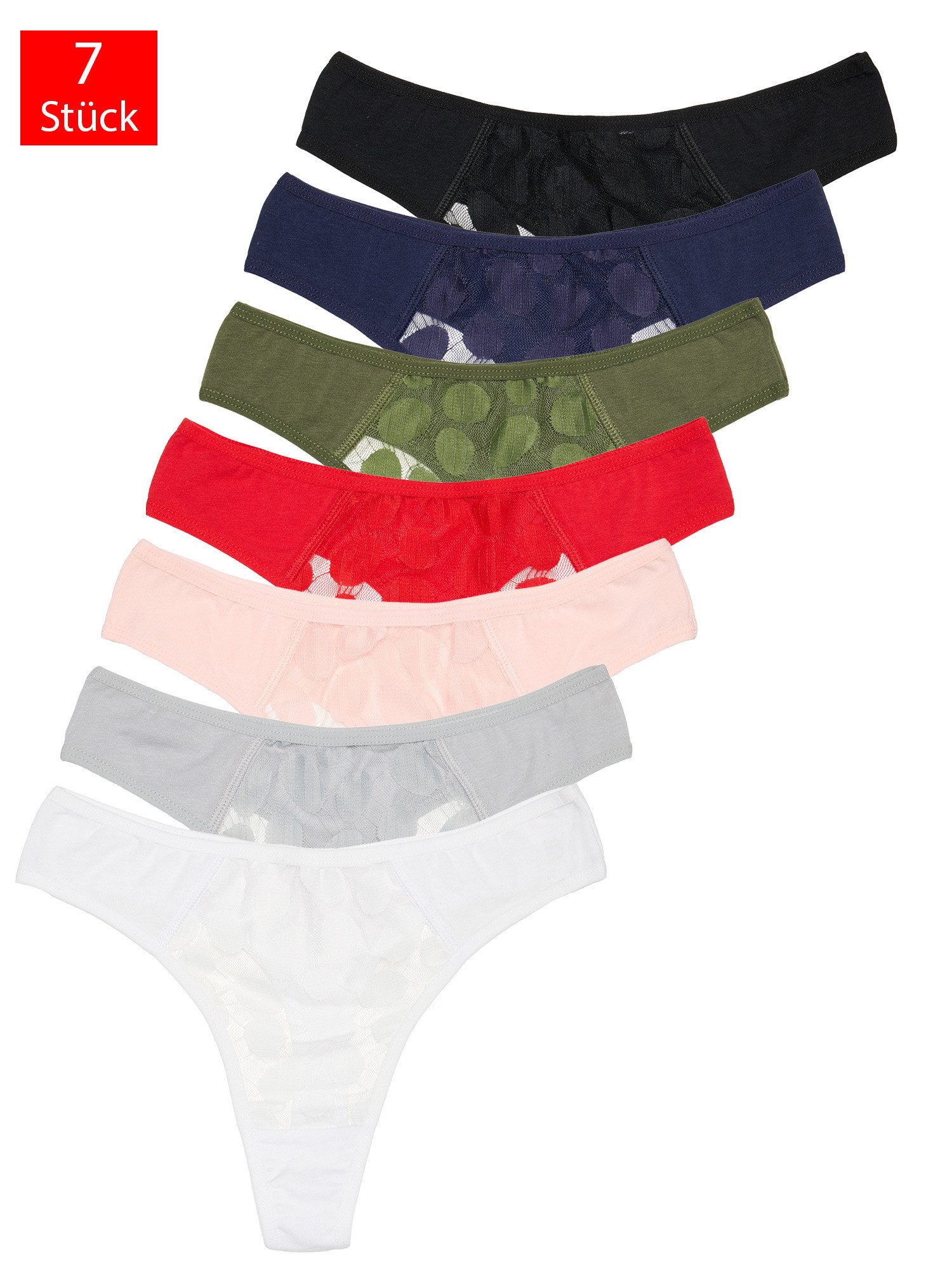String 7er-Pack Damen Tanga Unterhose F915