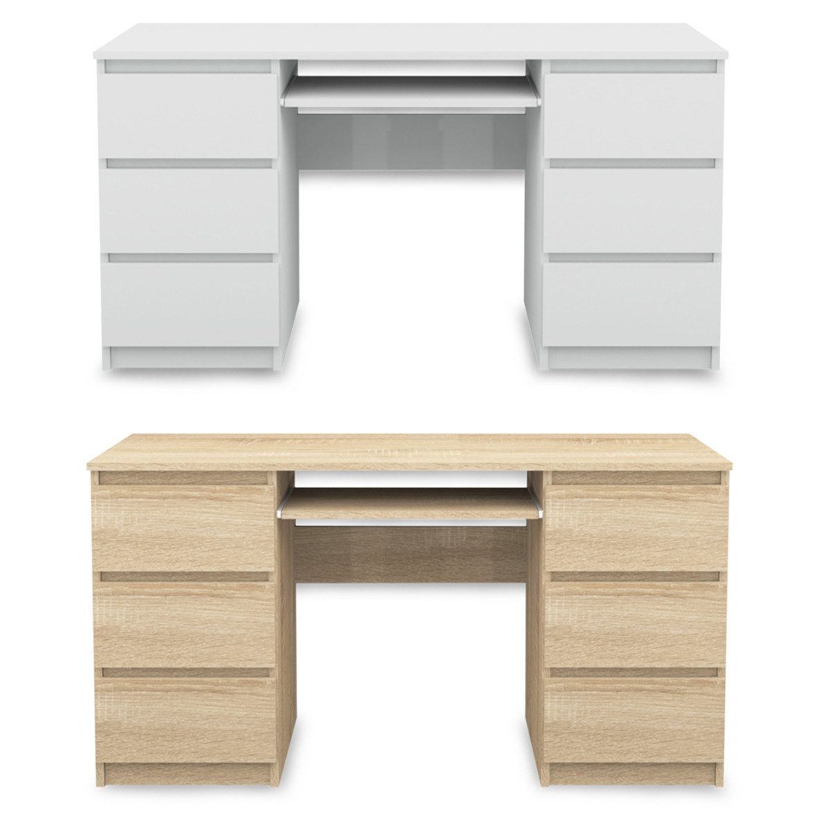 Furnify Schreibtisch Computertisch 6 Schubladen Schreibtisch Büro PC Tisch zwei Farben