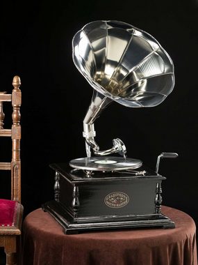 Aubaho Dekoobjekt Nostalgie Grammophon Gramophone Schellackplatten Trichter Grammofon an