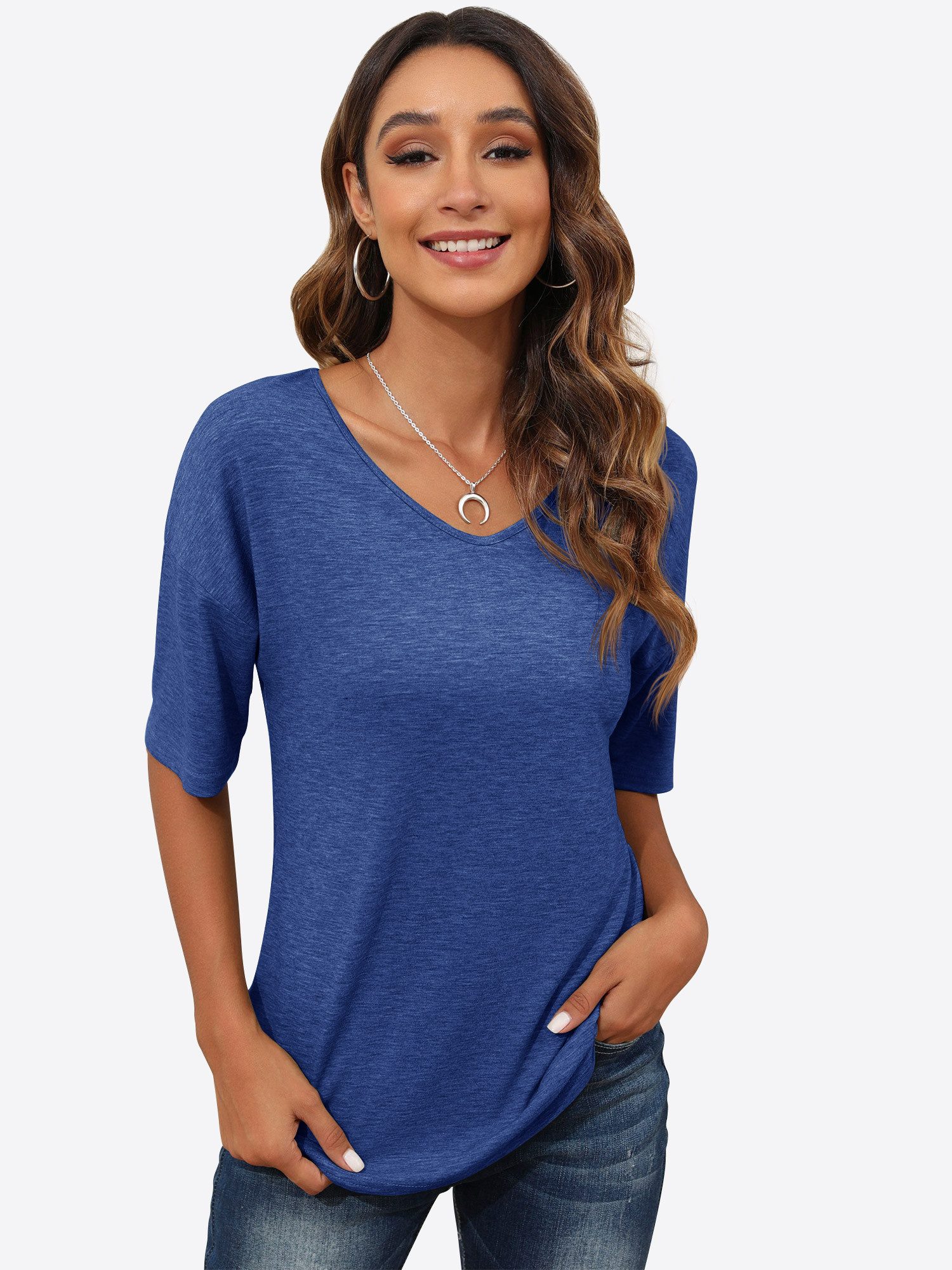 T-Shirt V-Ausschnitt Kurzarmshirt