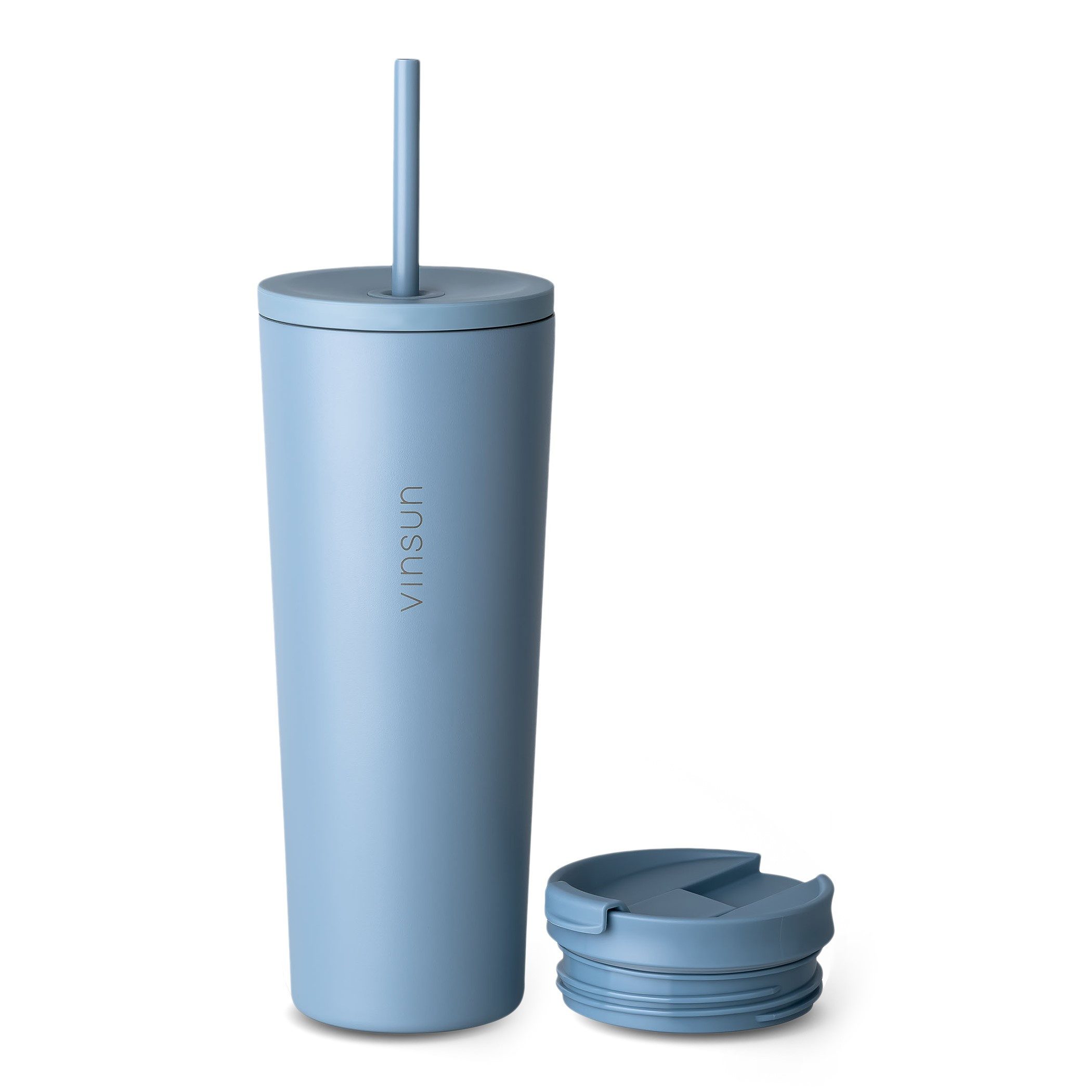 Vinsun Thermobecher Edelstahl Becher mit Strohhalm 720ml - Isolierbecher auslaufsicher, 4-tlg., Edelstahl, Doppelwandig isoliert, BPA frei, bruchfest, Kalt- und Heißgetränke
