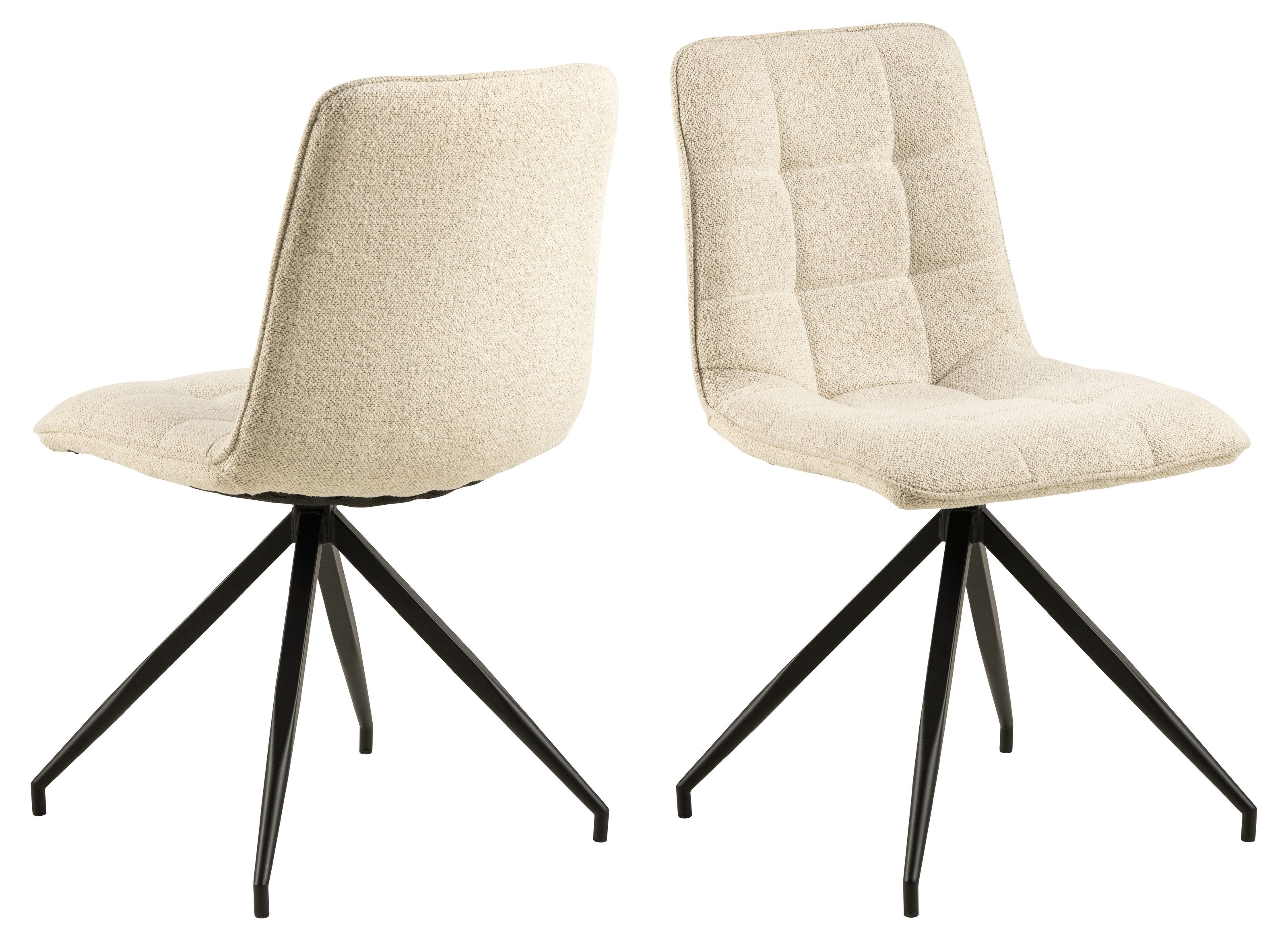 Drehstuhl (2er-Set) in Beige, Stoff, Stahl - 47x85x55,5cm (BxHxT)