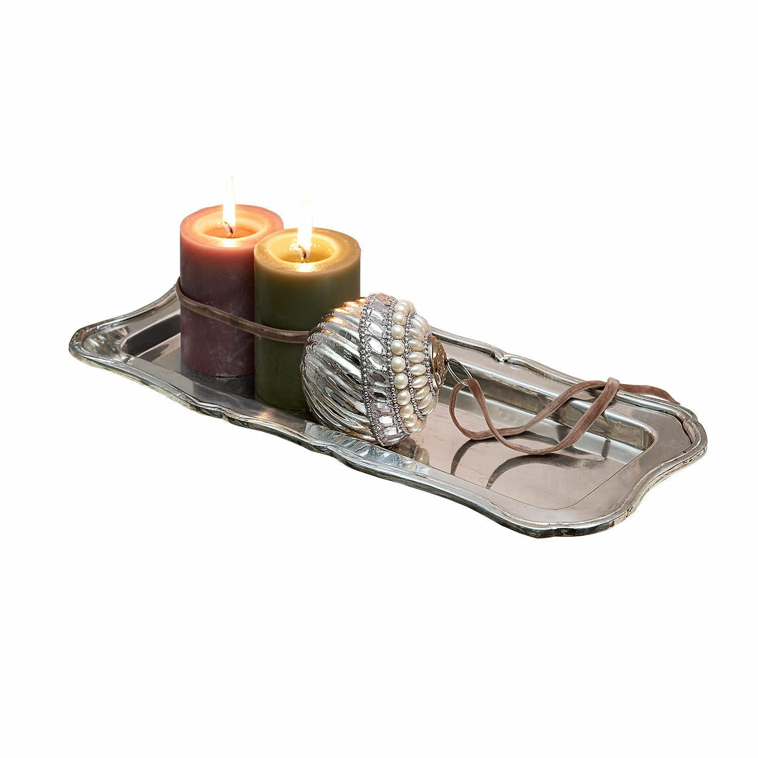 Mirabeau Tablett Tablett Selkira silber, Stahl, Umrandung: Messing