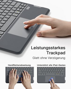 Inateck Kompatibel mit iPad Air 13 2024, iPad Pro 12.9'' 6/5/4/3 Gen iPad-Tastatur (Hoch-/Querformat Ständer, mit Touchpad, mit 7-Farbiger beleuchtung)