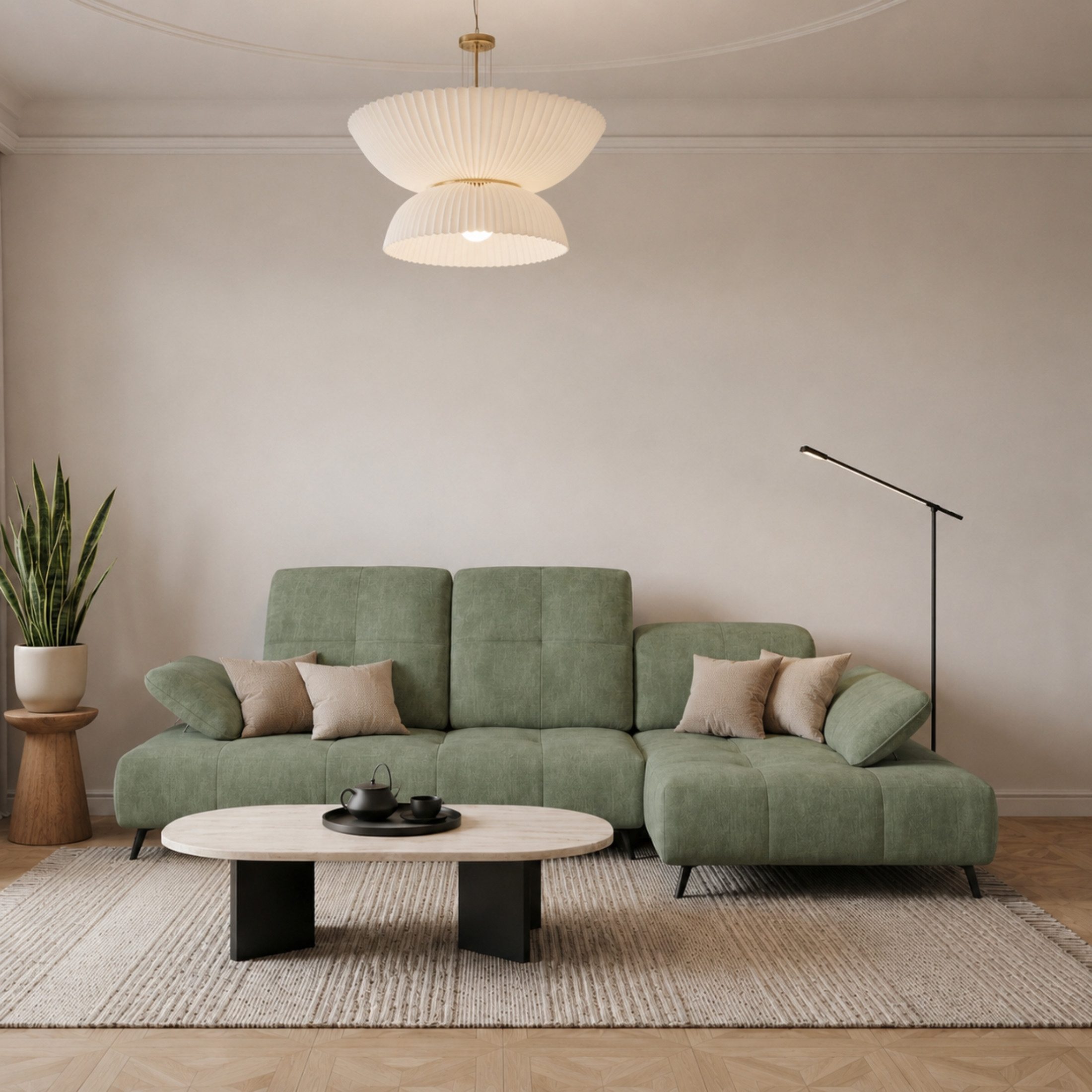 Friderik-EU Ecksofa BERGAMO 280x180 cm L-Form Couch, Sitztiefenverstellung, mehrstufige Kopfteilverstellung