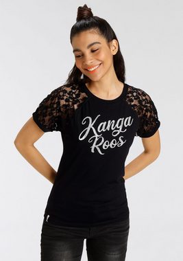 KangaROOS Spitzenshirt mit Raglanärmeln und Markenschriftzug