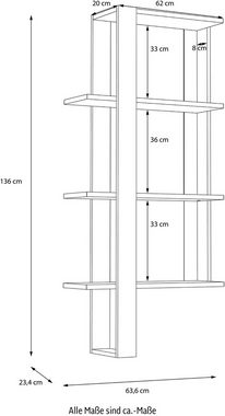 FORTE Wandregal, Höhe ca. 136 cm