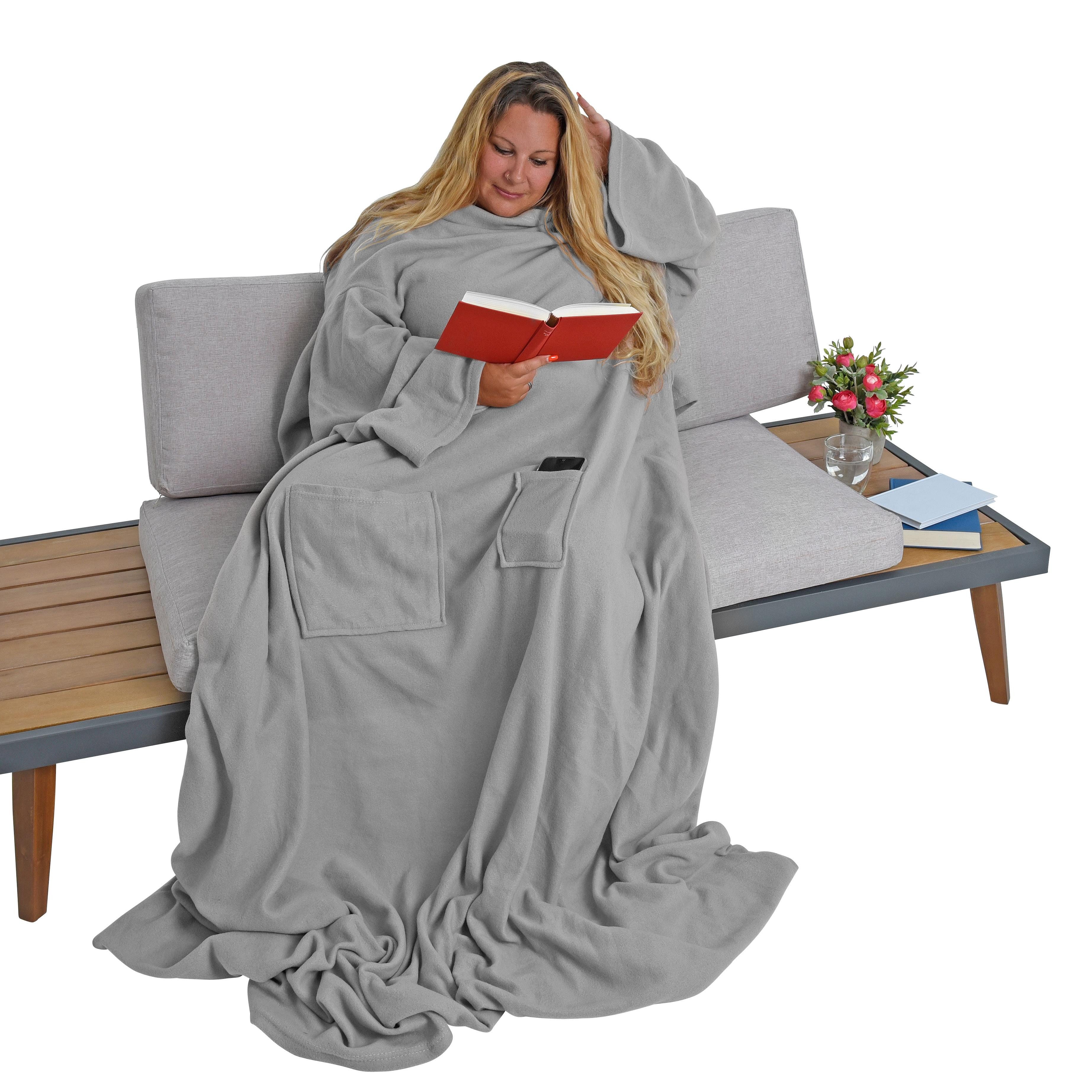 ESTEXO Tagesdecke Ärmeldecke Kuscheldecke XXL TV-Decke Wohndecke und Fuß- + günstig online kaufen