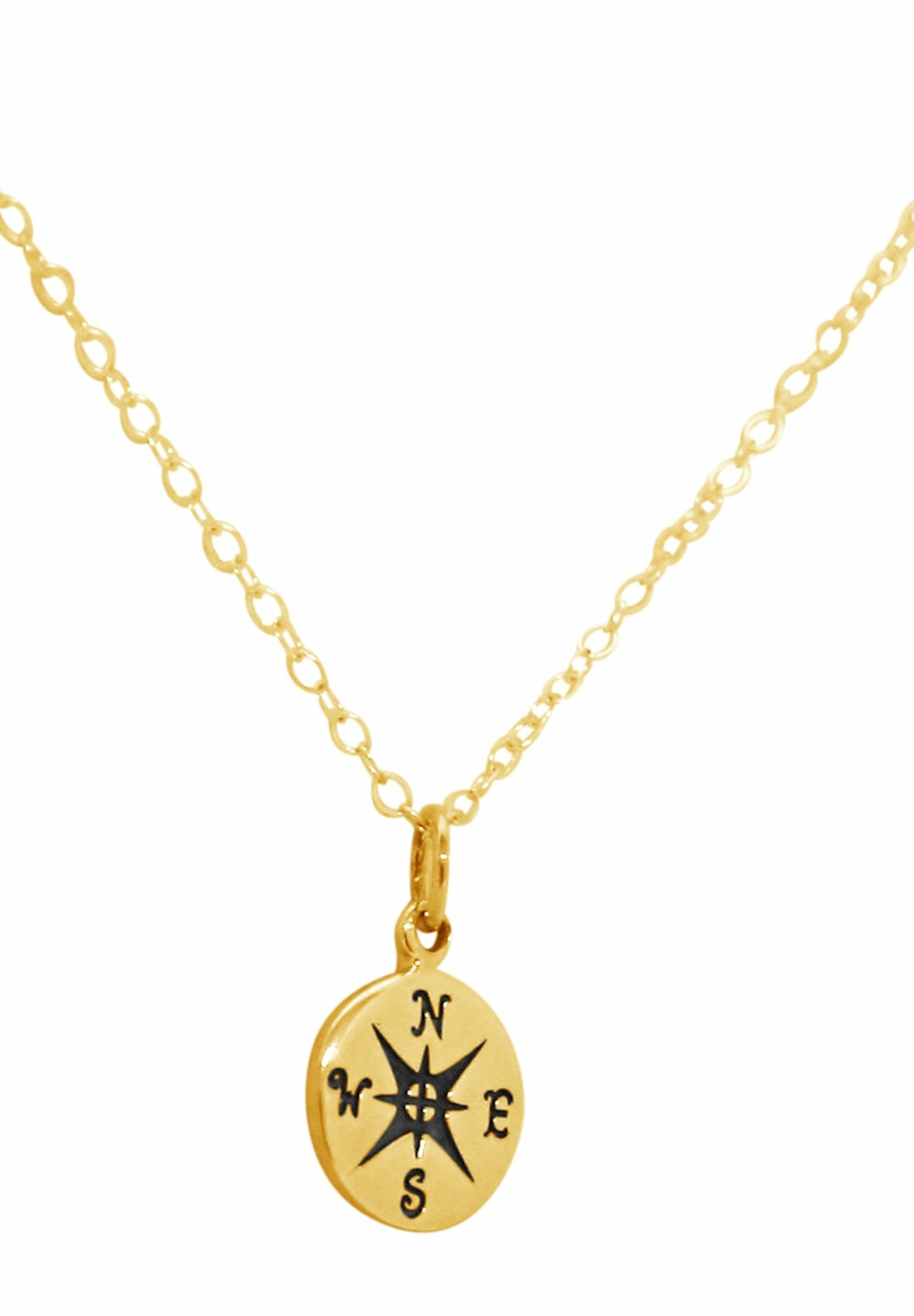 Anhänger Windrose Maritim Nautics Gemshine gold Kompass coloured mit Kette