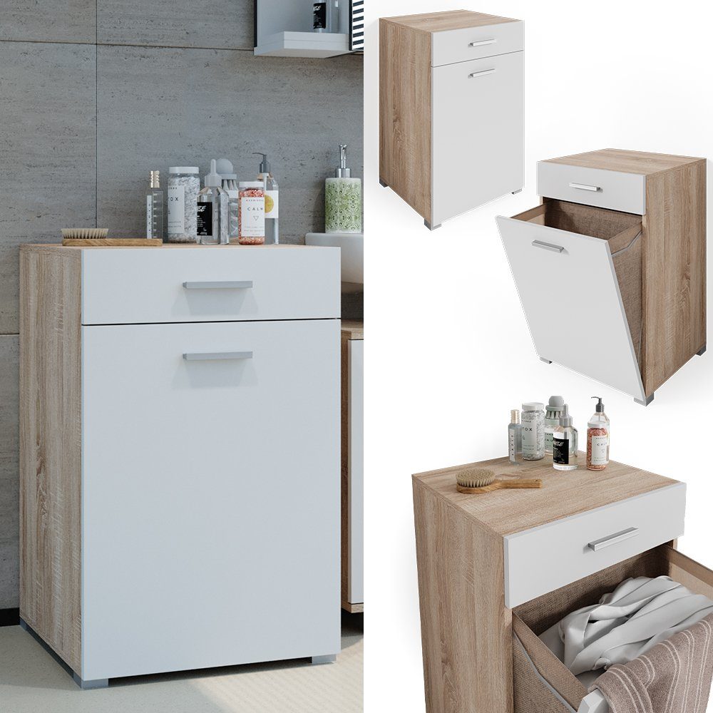 Vicco Wäscheschrank Matteo, Sonoma/Weiß, 50 x günstig online kaufen