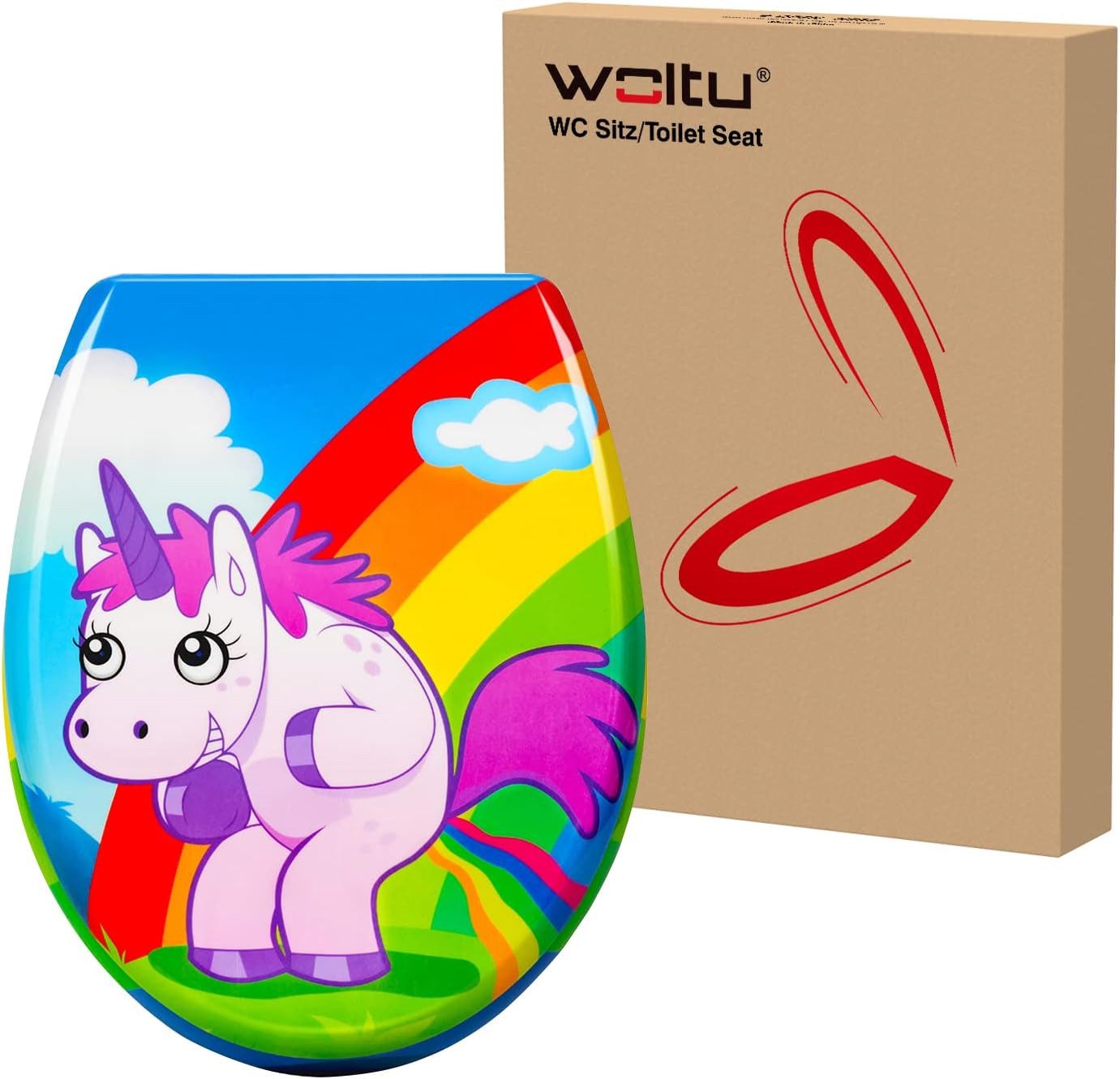 Woltu WC-Sitz (1-St), WC-Sitz Duroplast Füße Grün mit Absenkautomatik