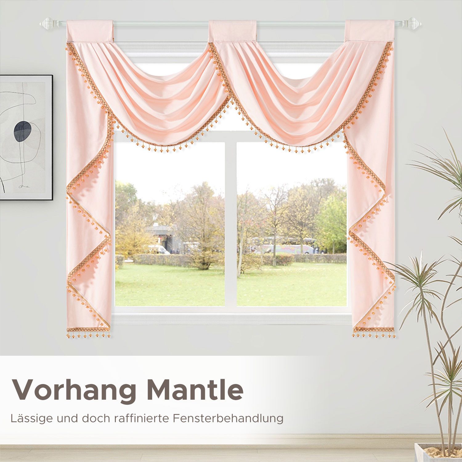 Refttenw Scheibengardine Quastenvorhang Volant, Wasserfall-Volantvorhang, S günstig online kaufen