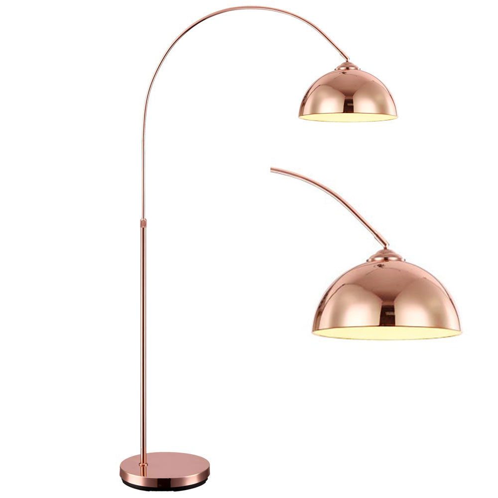 GLOBO LIGHTING LED Stehlampe, Leuchtmittel inklusive, Warmweiß, LED Bogen Steh Lampe Stand Leuchte Kupfer-Farbe