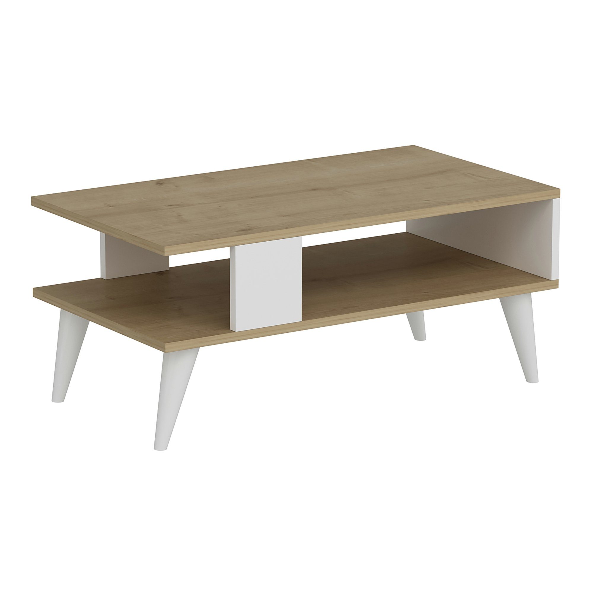 en.casa Couchtisch, »Lycksele« Wohnzimmertisch 40x90x45cm Eiche-Optik/Weiß günstig online kaufen