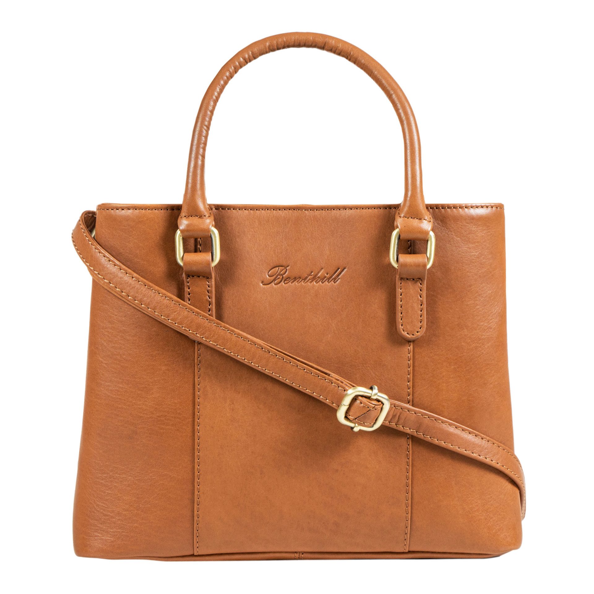 Benthill Handtasche Damen Echt Leder Henkeltasche Umhängegurt Vintage Tasche Umhängetasche, Schultergurt / Umhängegurt Reißverschlussfach – Bild 2 von 5