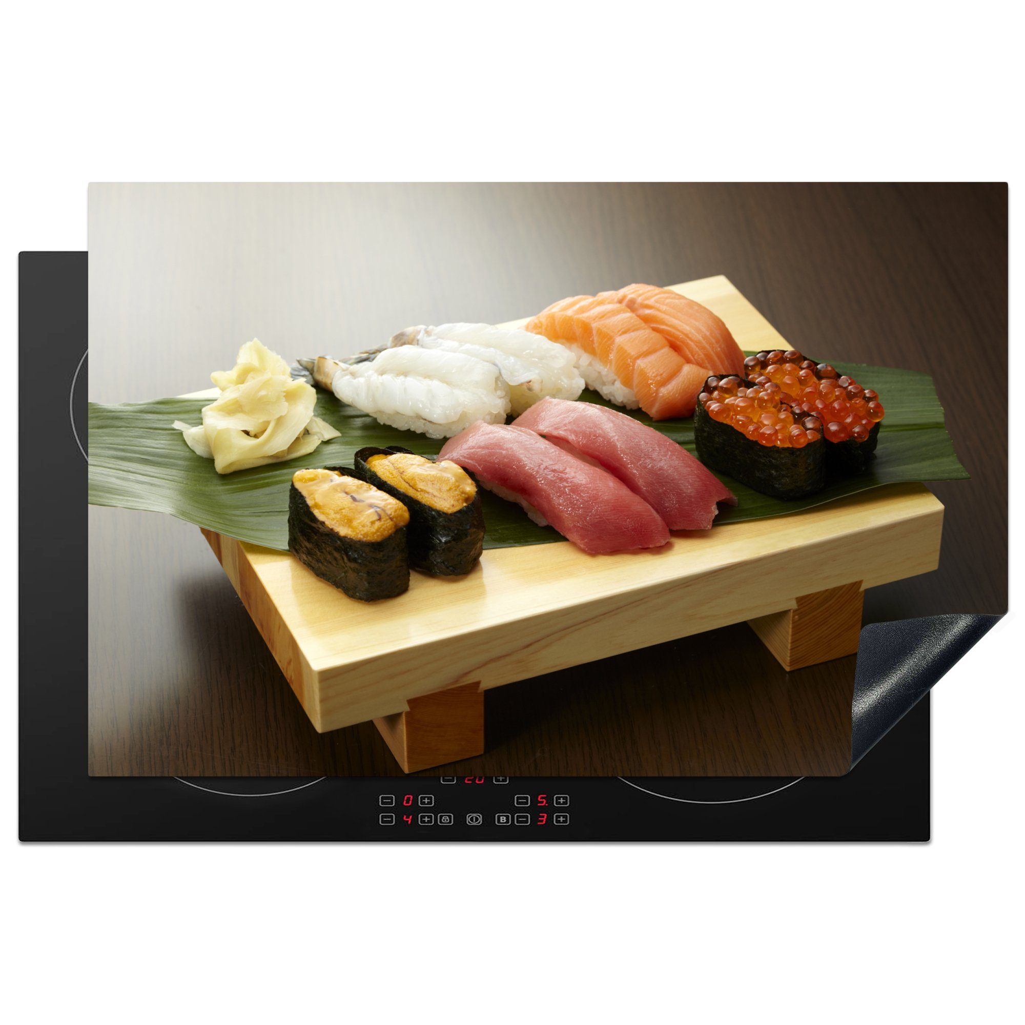 MuchoWow Sushi, Ceranfeldabdeckung (1 Vinyl, Herdblende-/Abdeckplatte japanisches die Schutz küche, Induktionskochfeld cm, 81x52 Frisch tlg), geschnittenes für
