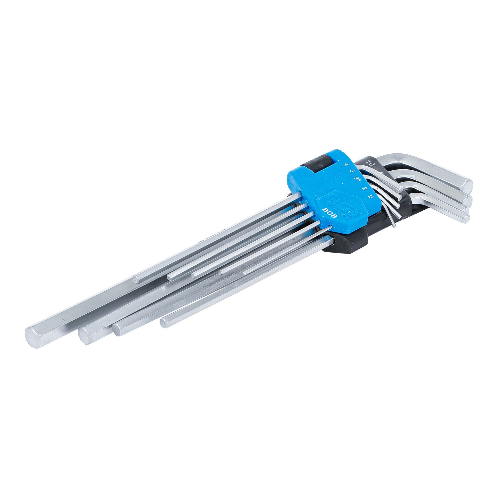 BGS technic Innensechskantschlüssel BGS Winkelschlüssel-Satz extra lang Innensechskant 1,5 - 10 mm, 9-tlg.