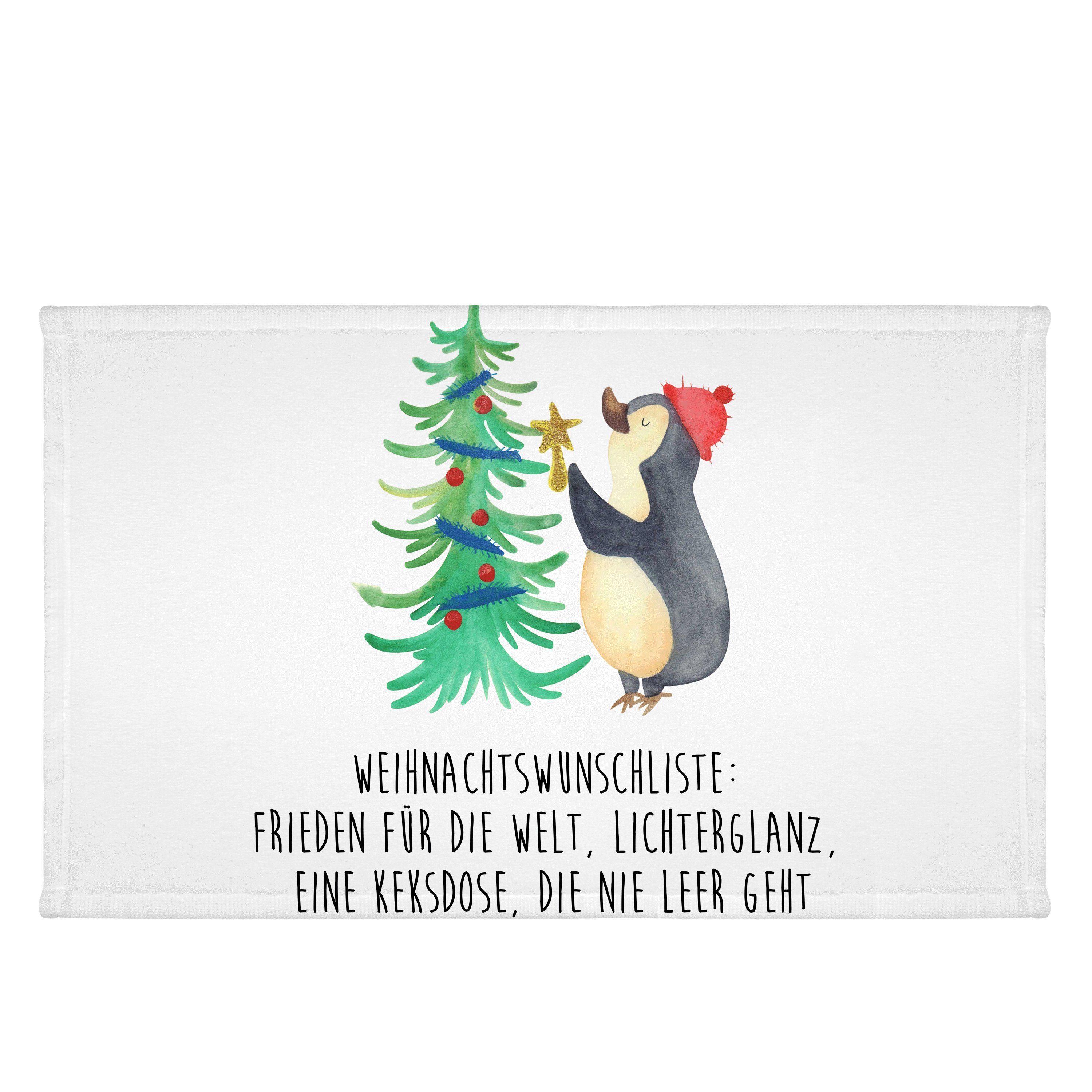 Mr. & Mrs. Panda Handtuch Pinguin Weihnachtsbaum - Weiß - Geschenk, Weihnachten, Sport Handtuch, (1-St)