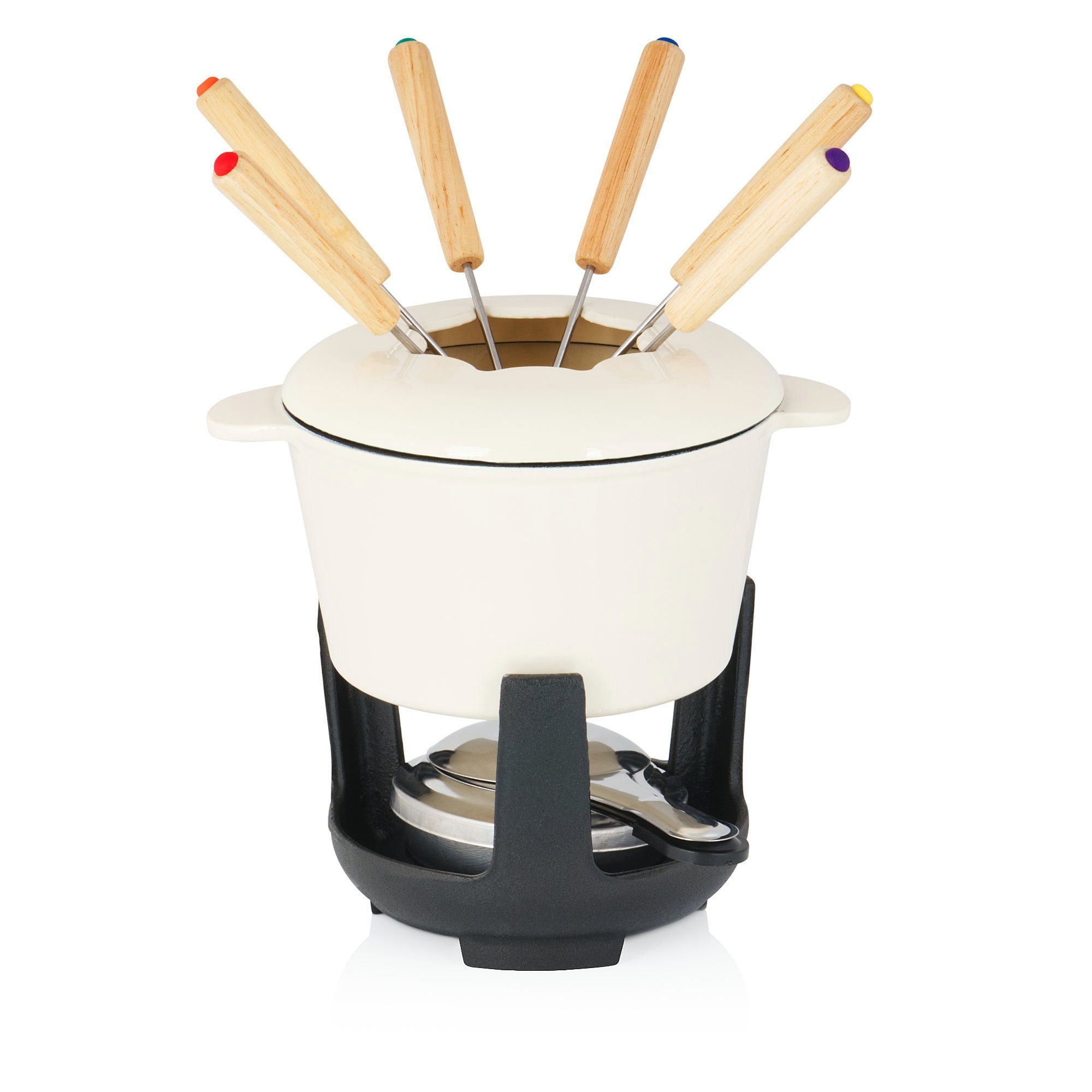 BBQ-Toro Fondue 13-teiliges Gusseisen Fondue Set für 6 Personen, 1 L, emailliert