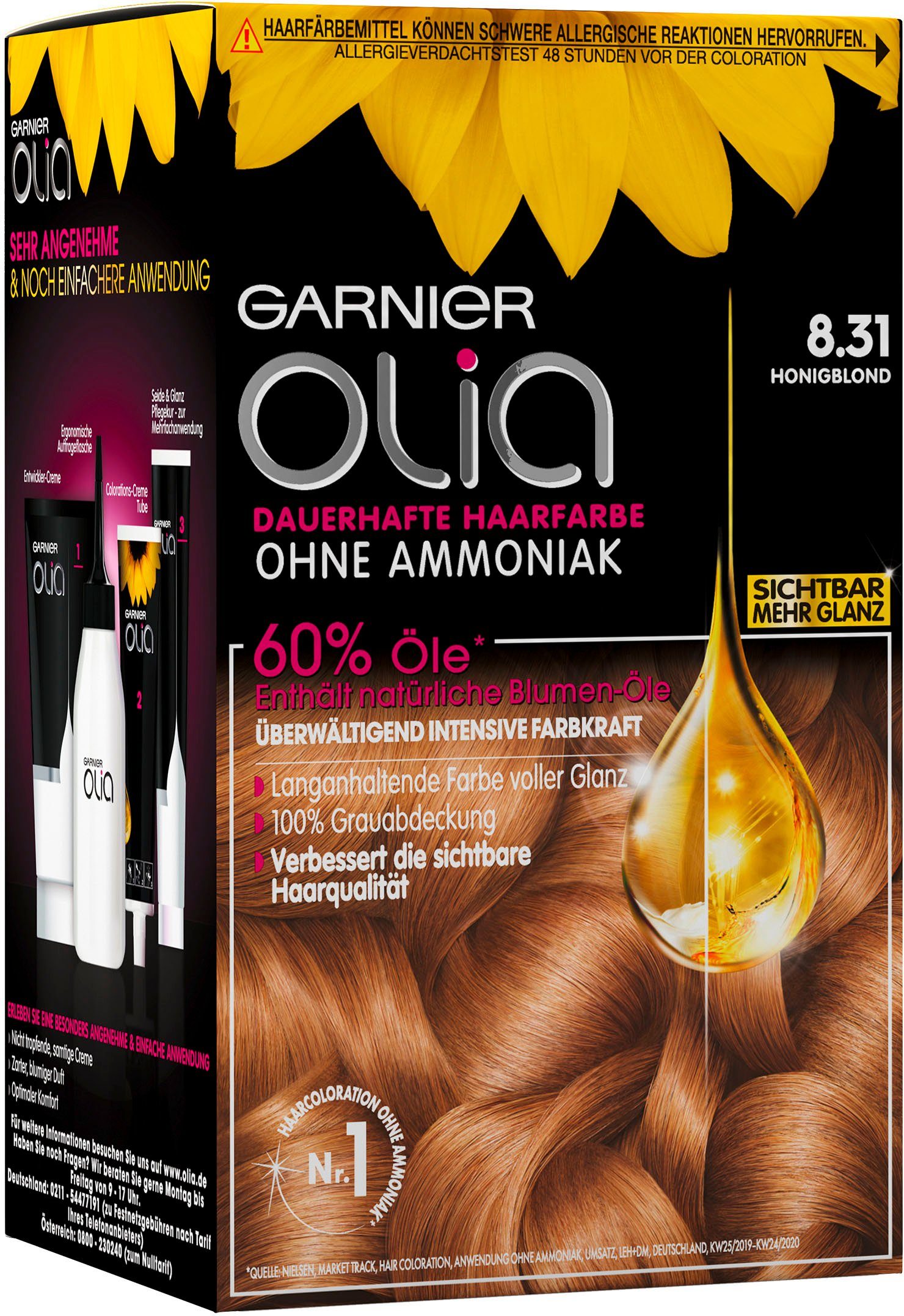 GARNIER Coloration Olia dauerhafte Haarfarbe 8.31 Honigblond | Colorationen
