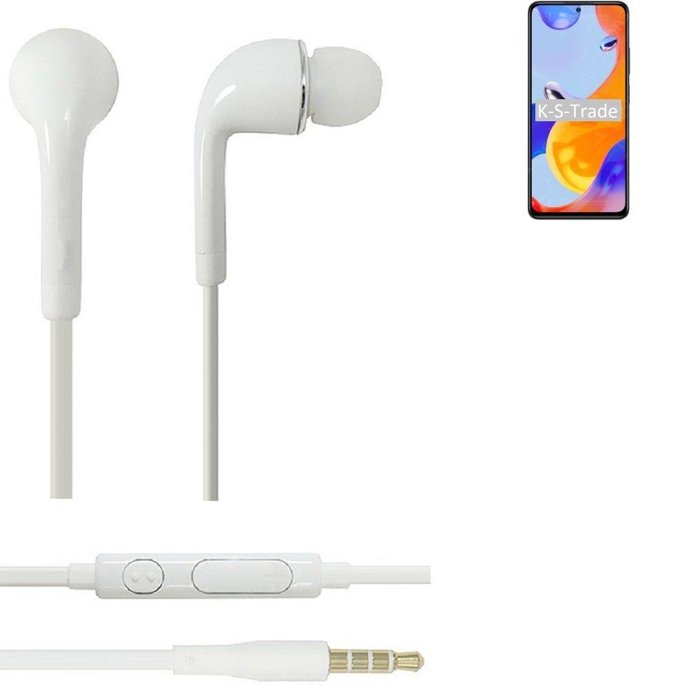 für Lautstärkeregler Headset Note K-S-Trade Pro 11 u mit Mikrofon 3,5mm) In-Ear-Kopfhörer (Kopfhörer Global Xiaomi weiß Redmi