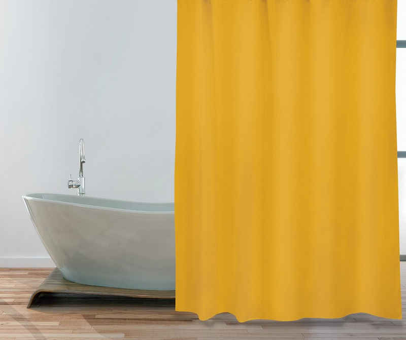 MSV Duschvorhang »PREMIUM« Breite 180 cm, Anti-Schimmel Textil-Duschvorhang, Polyester, 180x200 cm, waschbar, Safran gelb