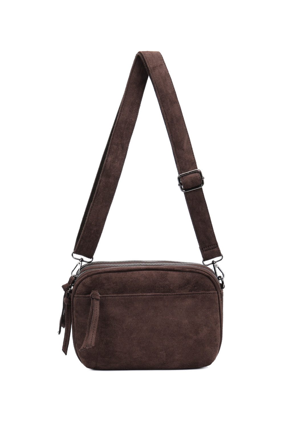 BRISE TASCHE Schultertasche Damen Crossbody Bag mit 3 Fächern, Vintage Velours Umhängetasche, Mehrere getrennte Fächer, Velours, Vintage-Optik, Leicht & kompakt