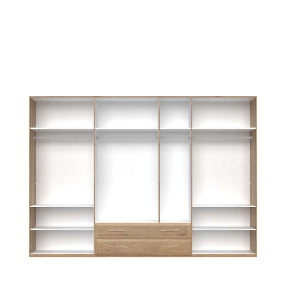 OTTO home Kleiderschrank Gala, beige hochglänzend UV lackiert, kratzfest, FSC-zertifiziert (abgerundete Schubladen aus MDF im Holzdekor, soft-close) hoher Schrank (224cm), wahlweise in 4 Breiten, Made in Europe
