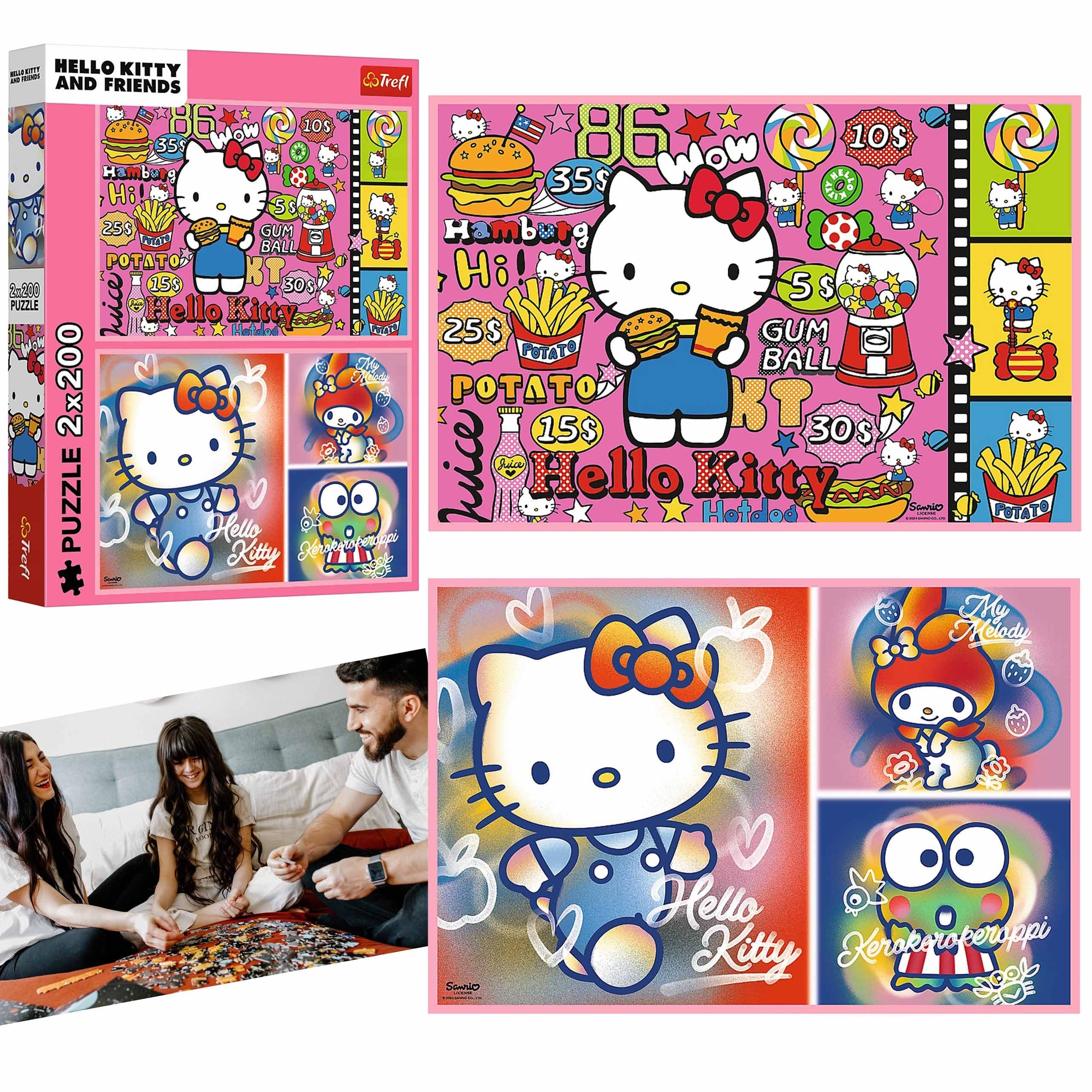 Trefl Puzzle Hello Kitty und Freunde Puzzle 2x200 Elemente TREFL, Puzzleteile