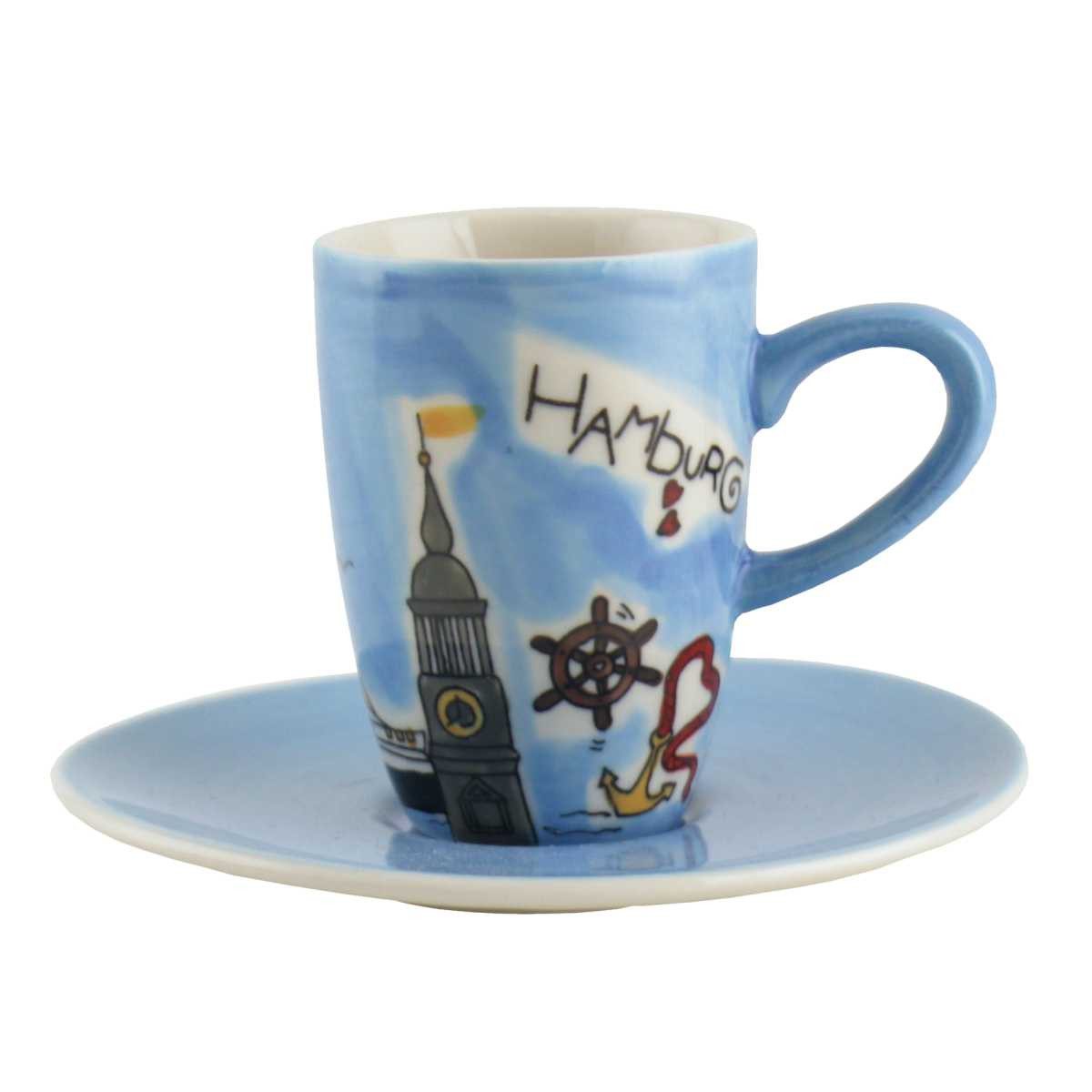 Mila Espressotasse Mila Keramik Espresso-Tasse mit Untere Motiv Hamburg, Keramik