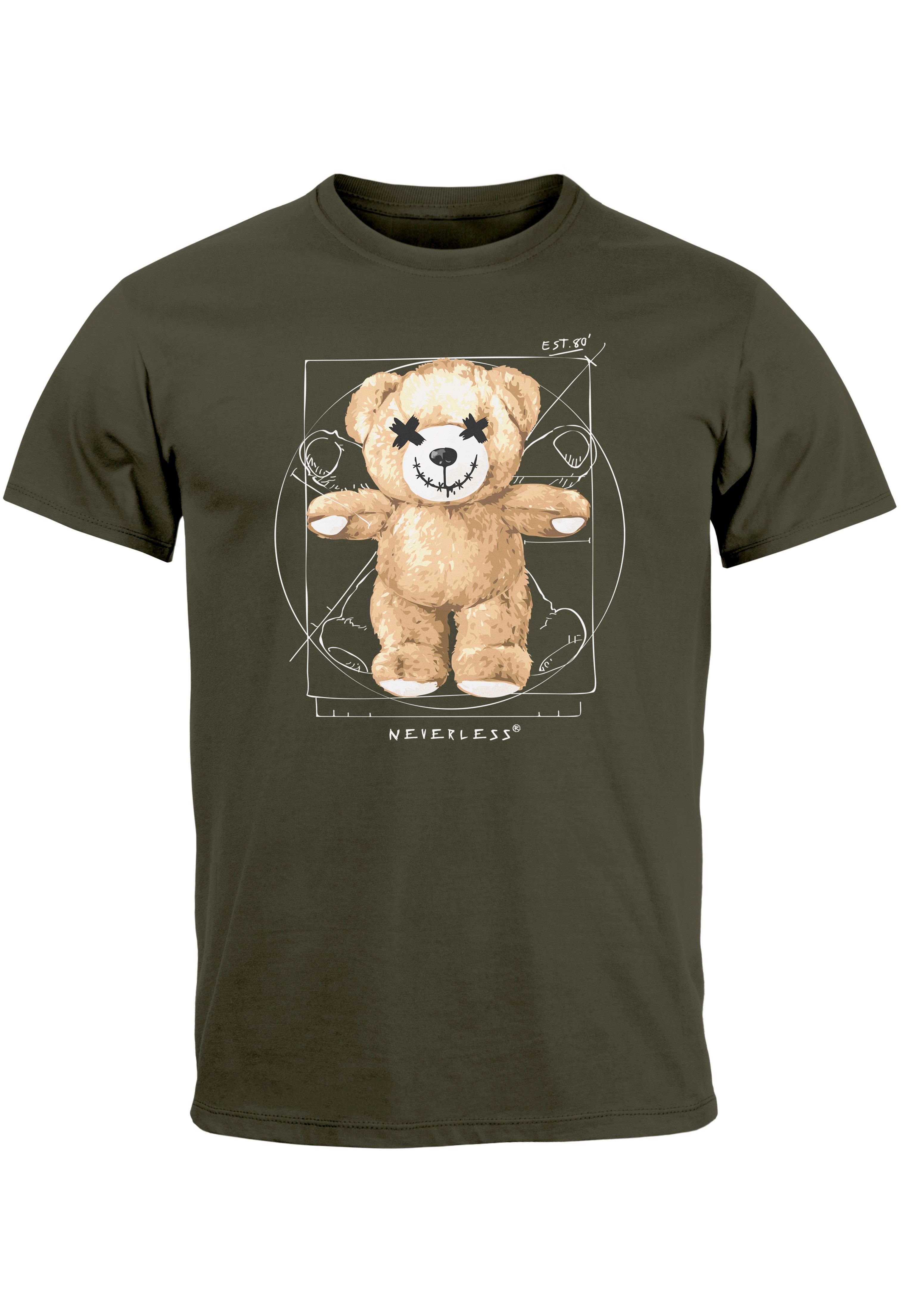 DaVinci Fashion T-Shirt Streetstyl Parodie Herren Meme Teddy army Neverless Print Bär mit Print-Shirt Print