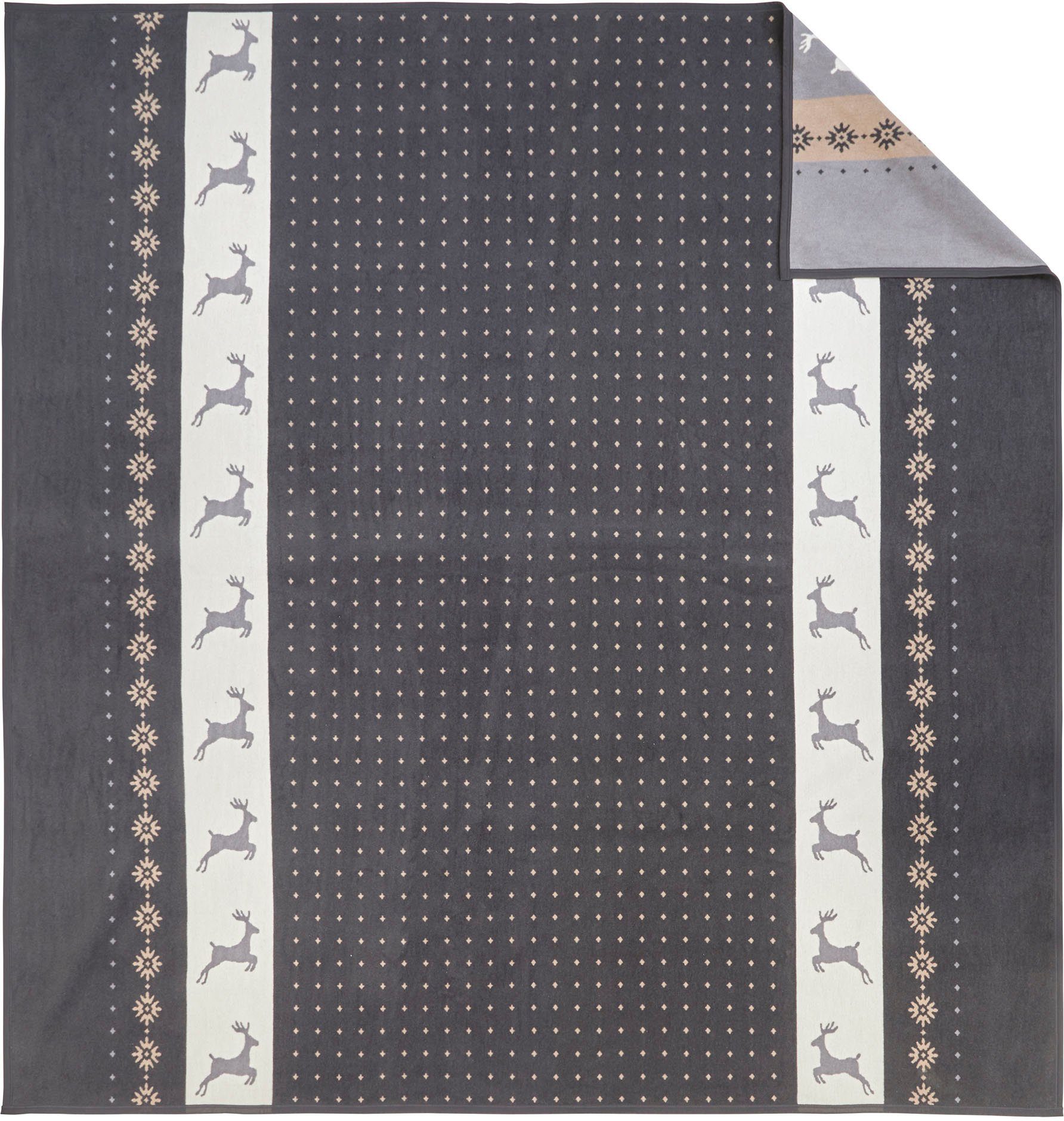 IBENA Bettüberwurf Jacquard Bettüberwurf Lugano, im winterlichen Design