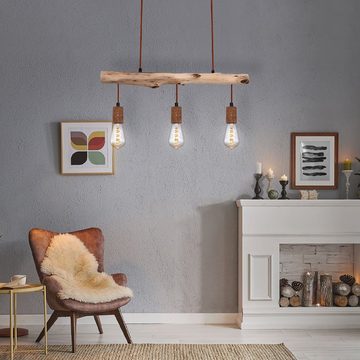 etc-shop LED Pendelleuchte, Leuchtmittel inklusive, Warmweiß, Vintage Design Decken Pendel Lampe rost Filament Holz Hänge Leuchte im
