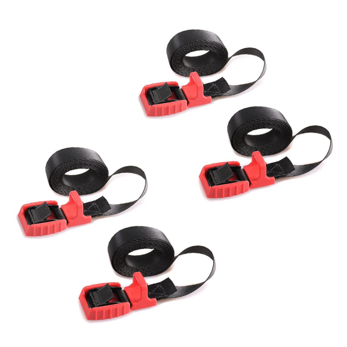 Motorradheber 2x Motorrad Spanngurt Set # mit Ratsche und Gummischnalle schwarz-rot