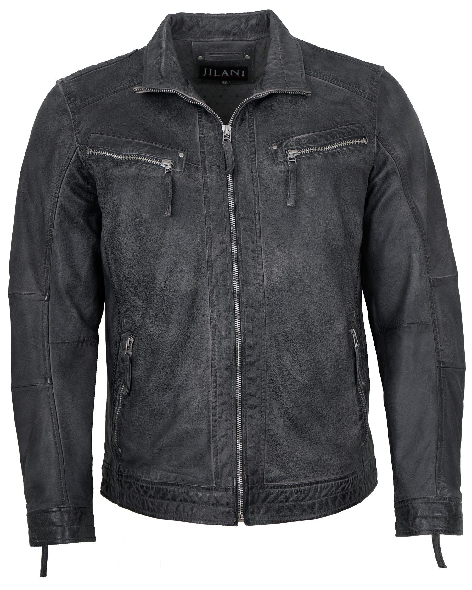 Jilani Lederjacke Ronai Jilani - Herren Lederjacke Lammnappa grau-athra günstig online kaufen