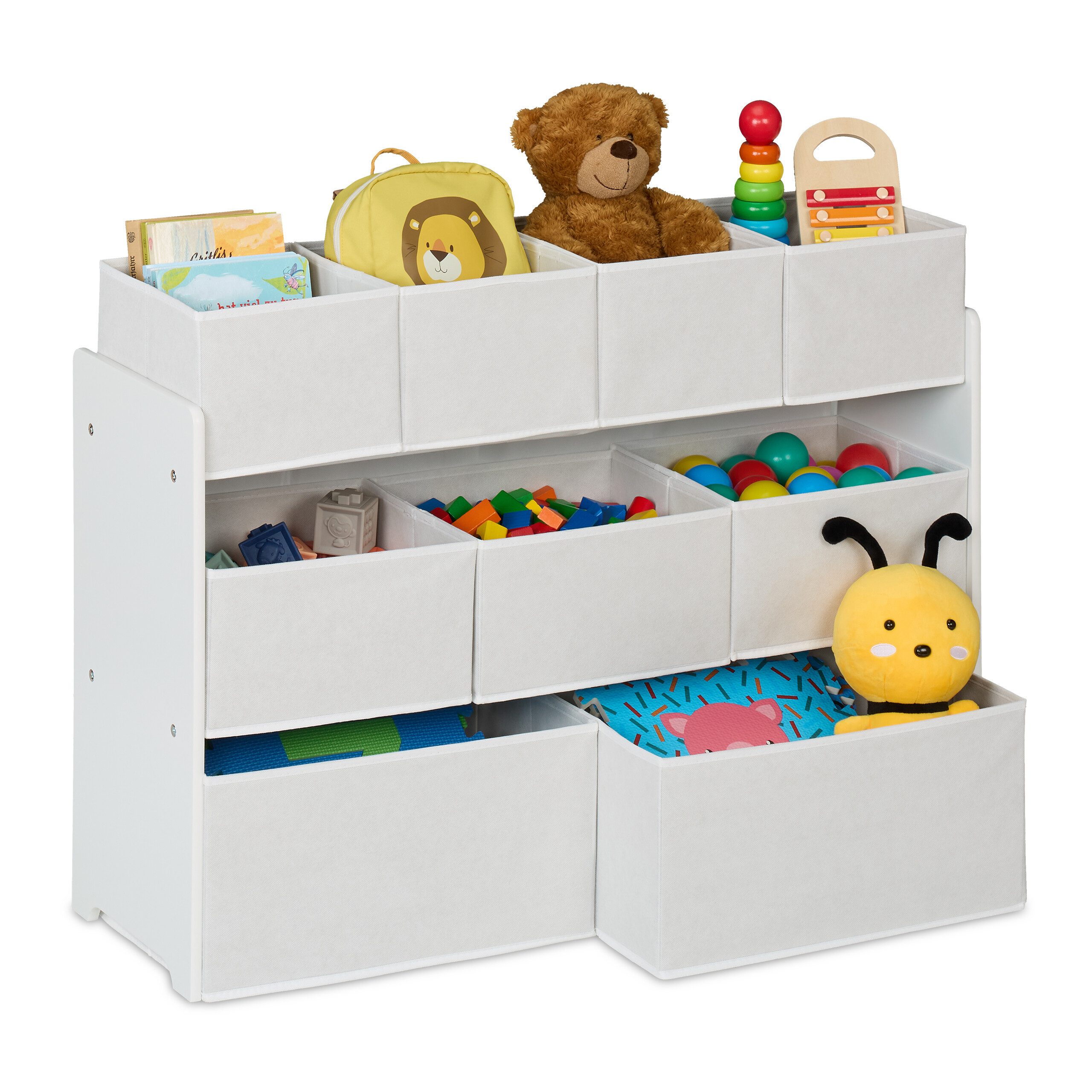 relaxdays Standregal Kinderregal mit 9 Stoffboxen günstig online kaufen