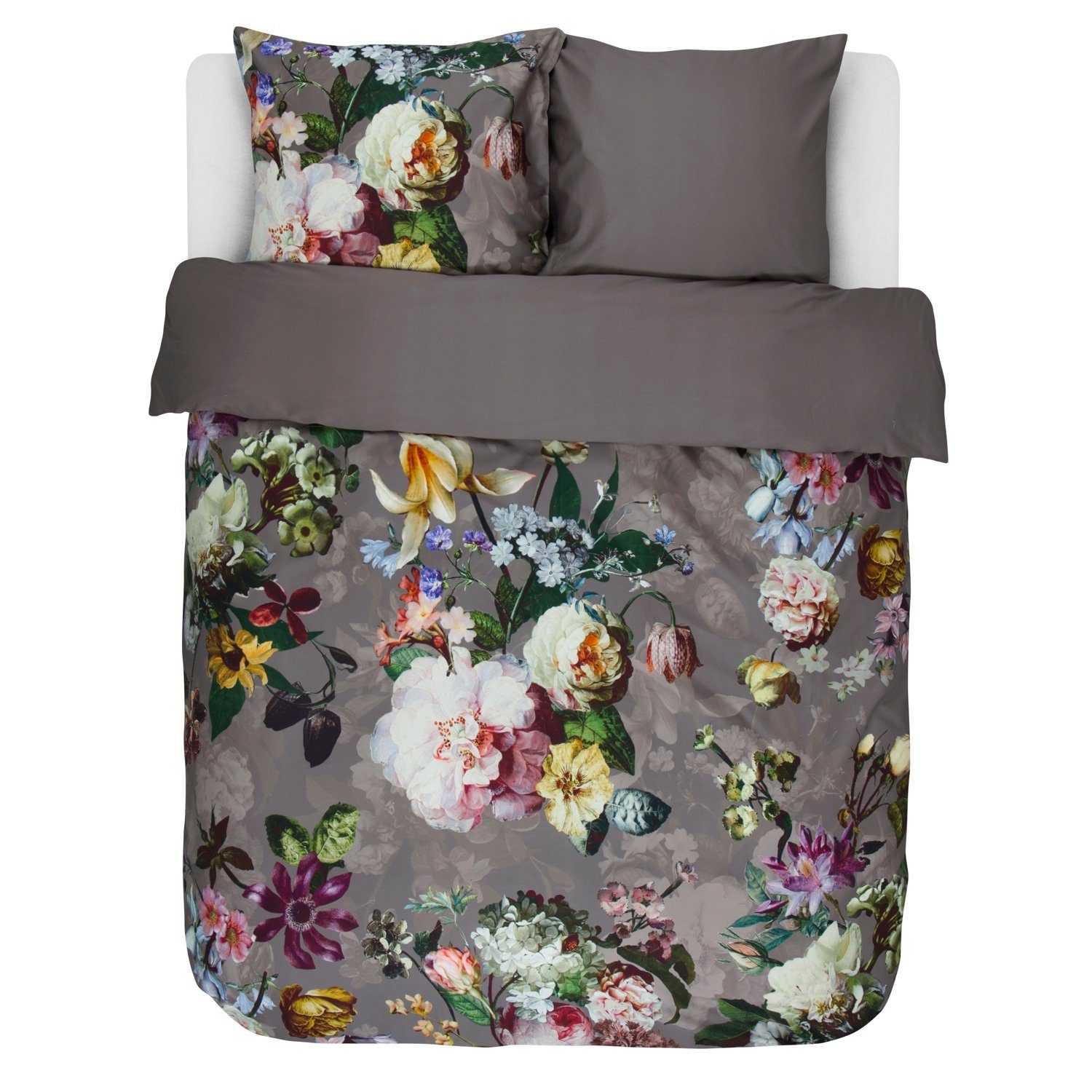 Essenza Bettwäsche Fleur Taupe Satin, Satin, 2 teilig, Geblümt, Rosen, Lilien – Bild 2 von 4