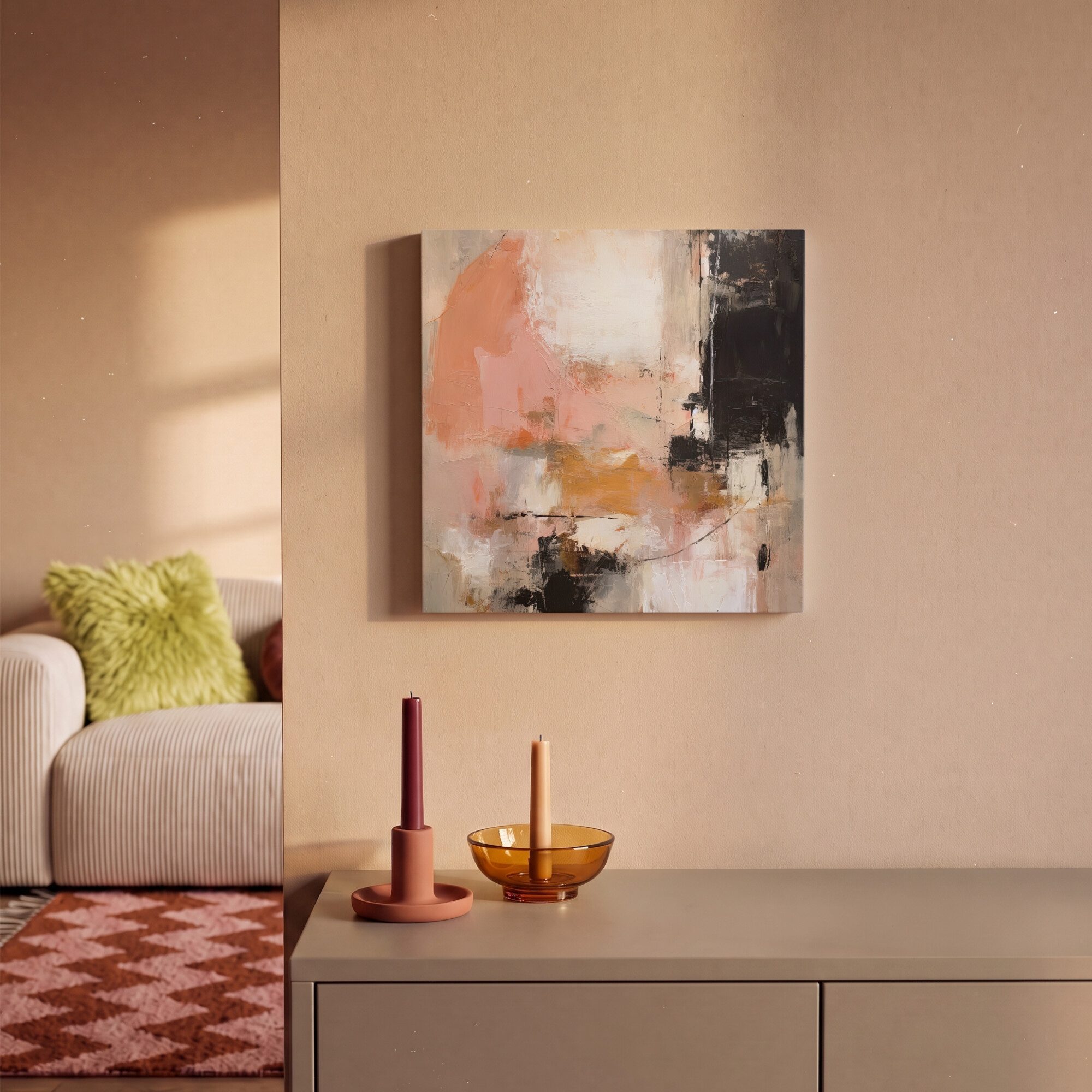 OneMillionCanvasses® Leinwandbild Kunst - Abstrakt - Beige - Farbe, Fotodruck (1 St), Leinwand Bilder Klein, Wand Dekoration Aesthetic 30x20 cm – Bild 2 von 5