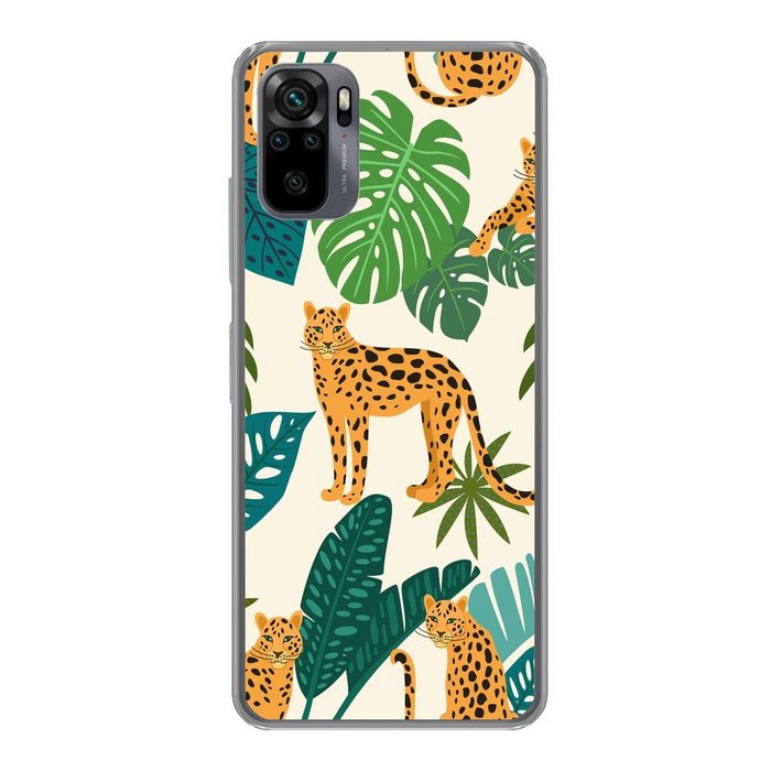 MuchoWow Handyhülle Dschungel - Leopard - Pflanzen - Muster - Mädchen - Jungen Phone Case Handyhülle Xiaomi Redmi Note 10 Silikon Schutzhülle