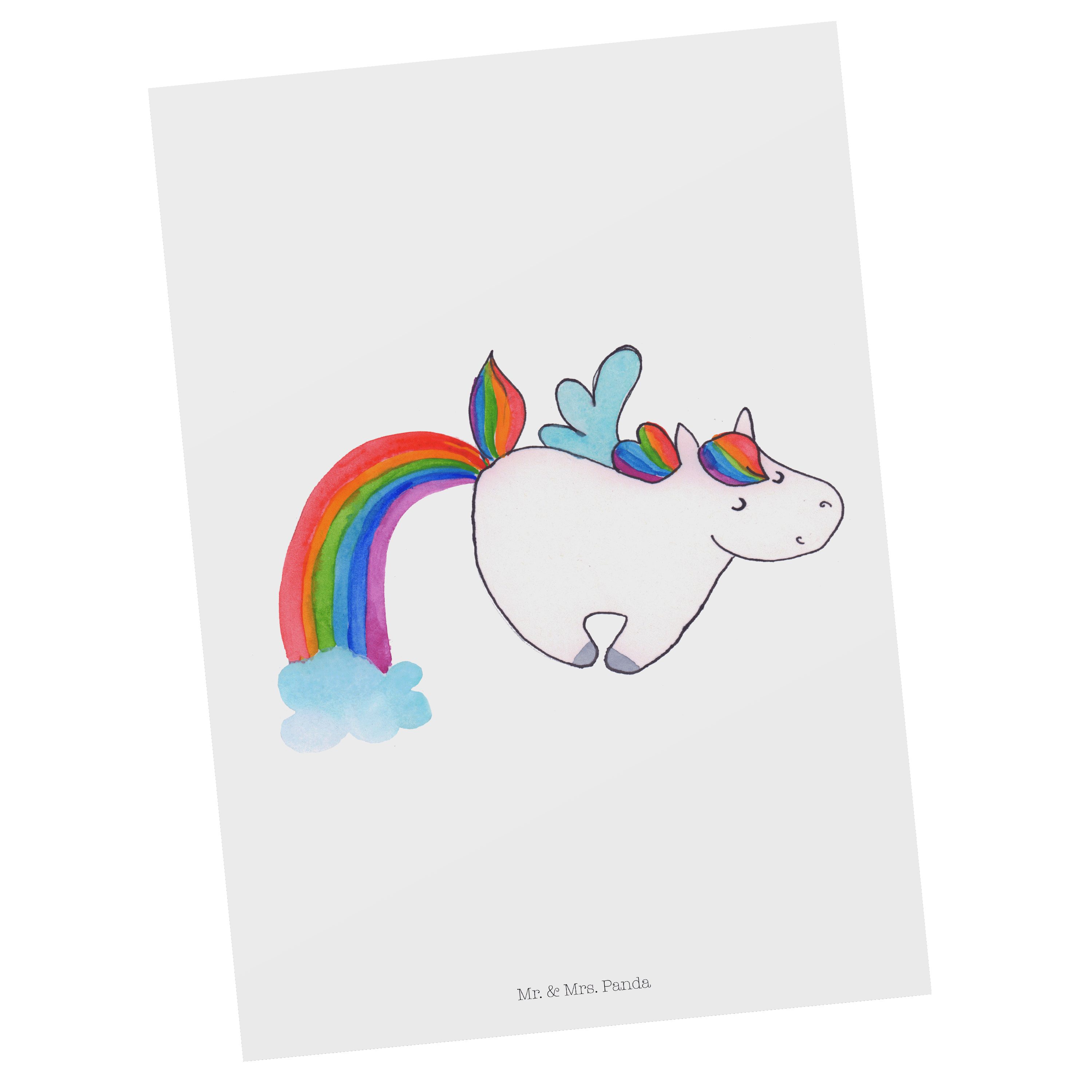 Mr. & Mrs. Panda Postkarte Einhorn Pegasus - Weiß - Geschenk, Glitzer, Einladung, Einladungskart | Grußkarten