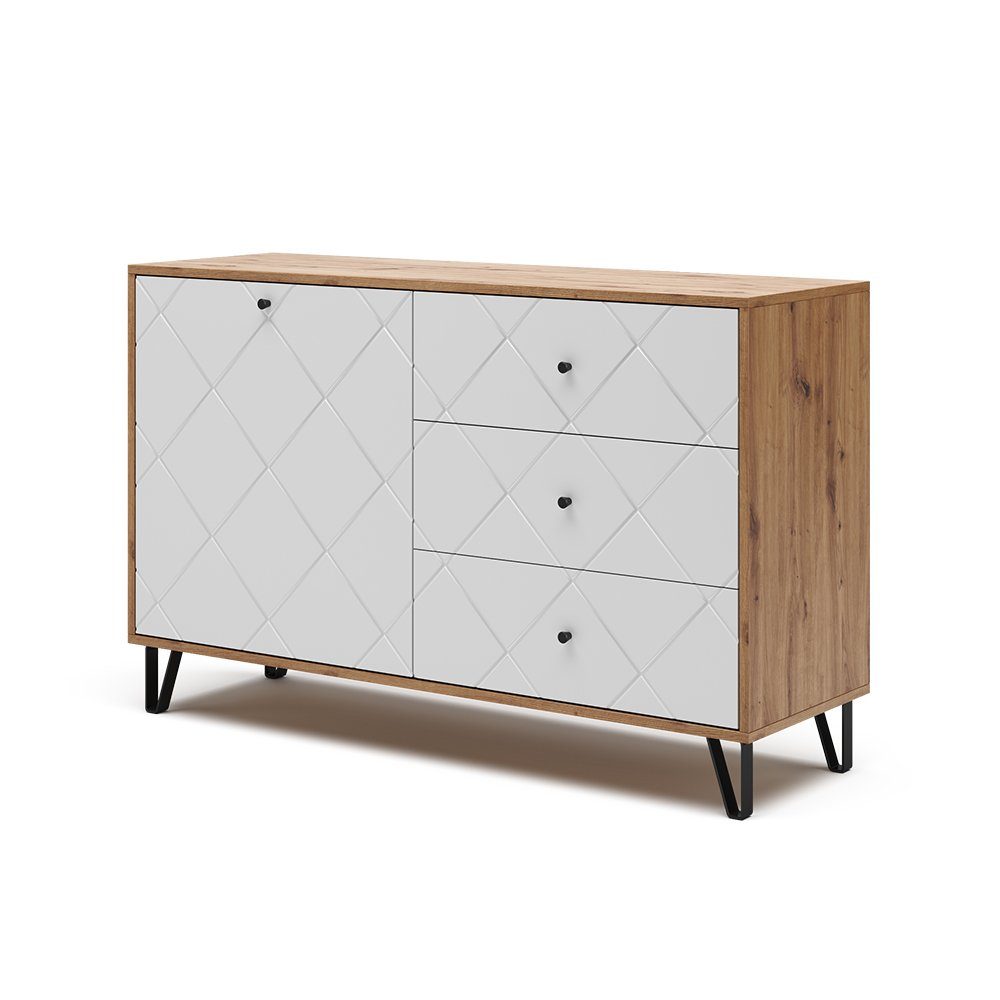 Vicco Kommode Nizza, Artisan-Eiche/Weiß, 128 x 78 cm (1 St)