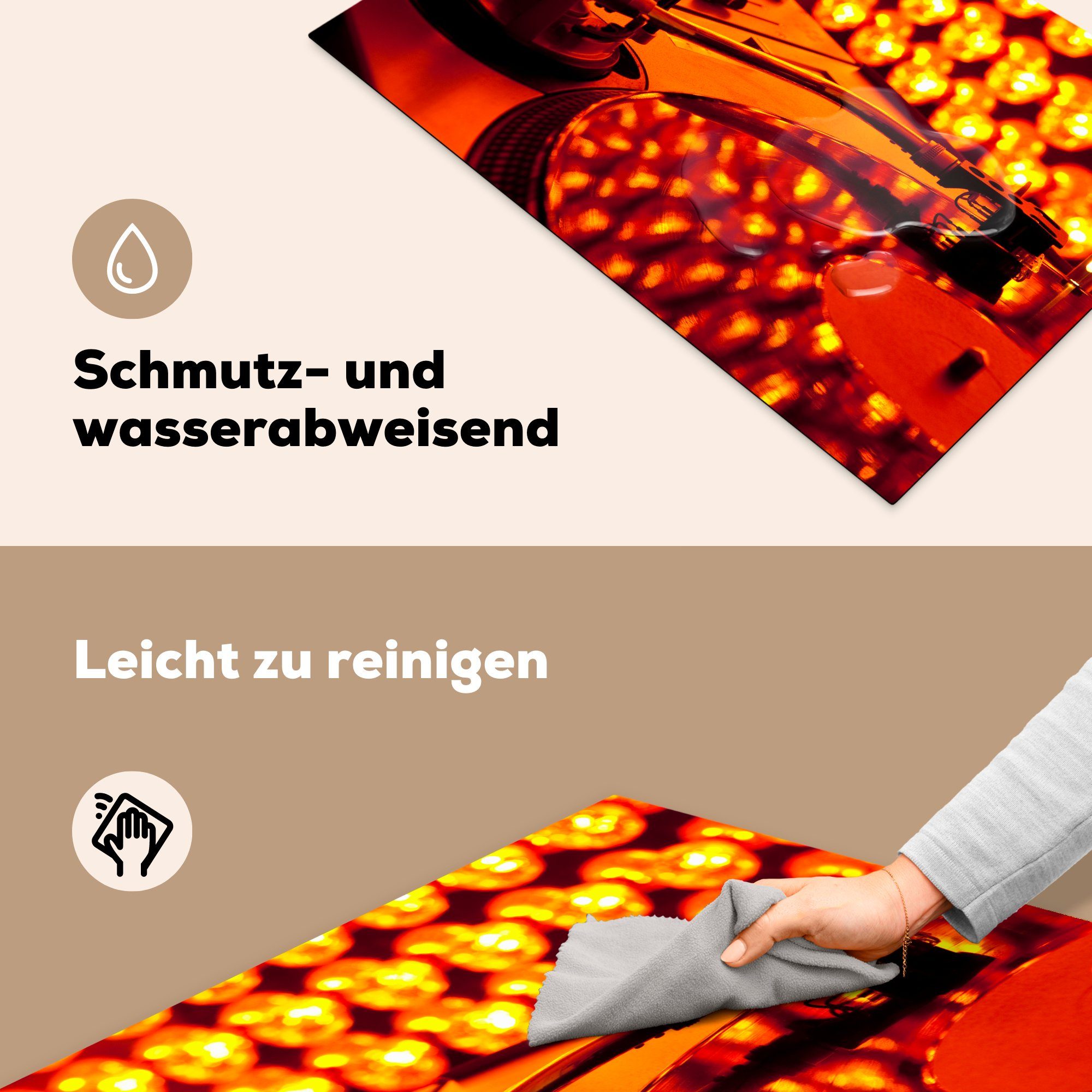 MuchoWow (1 Lichter, orangefarbene Drehscheibe 81x52 Schutz Ceranfeldabdeckung für Vinyl, und küche, cm, die Mischpult Induktionskochfeld tlg), Herdblende-/Abdeckplatte für